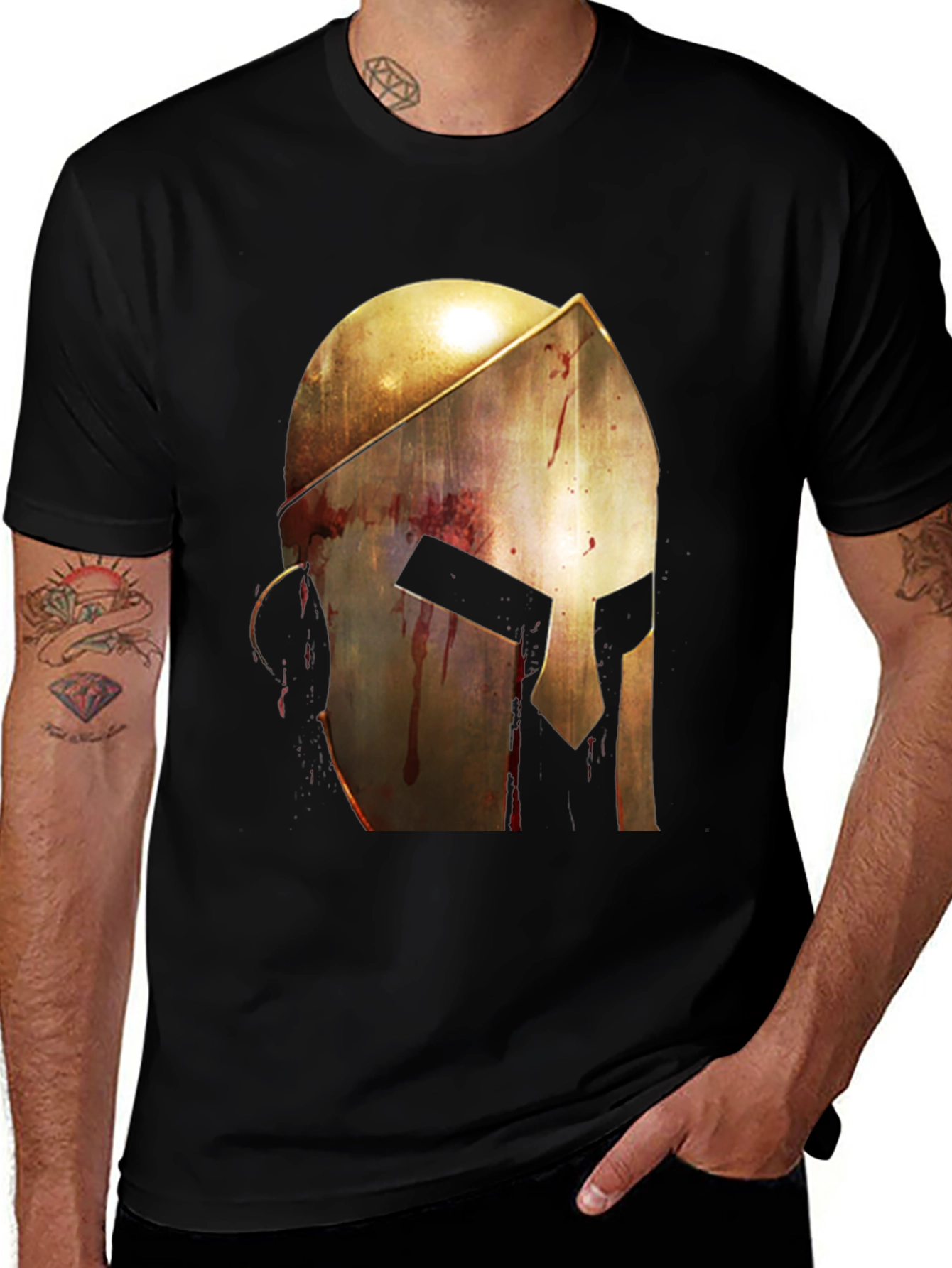 Variant 22 of Spartan Helmet Graphic T-Shirt - Black