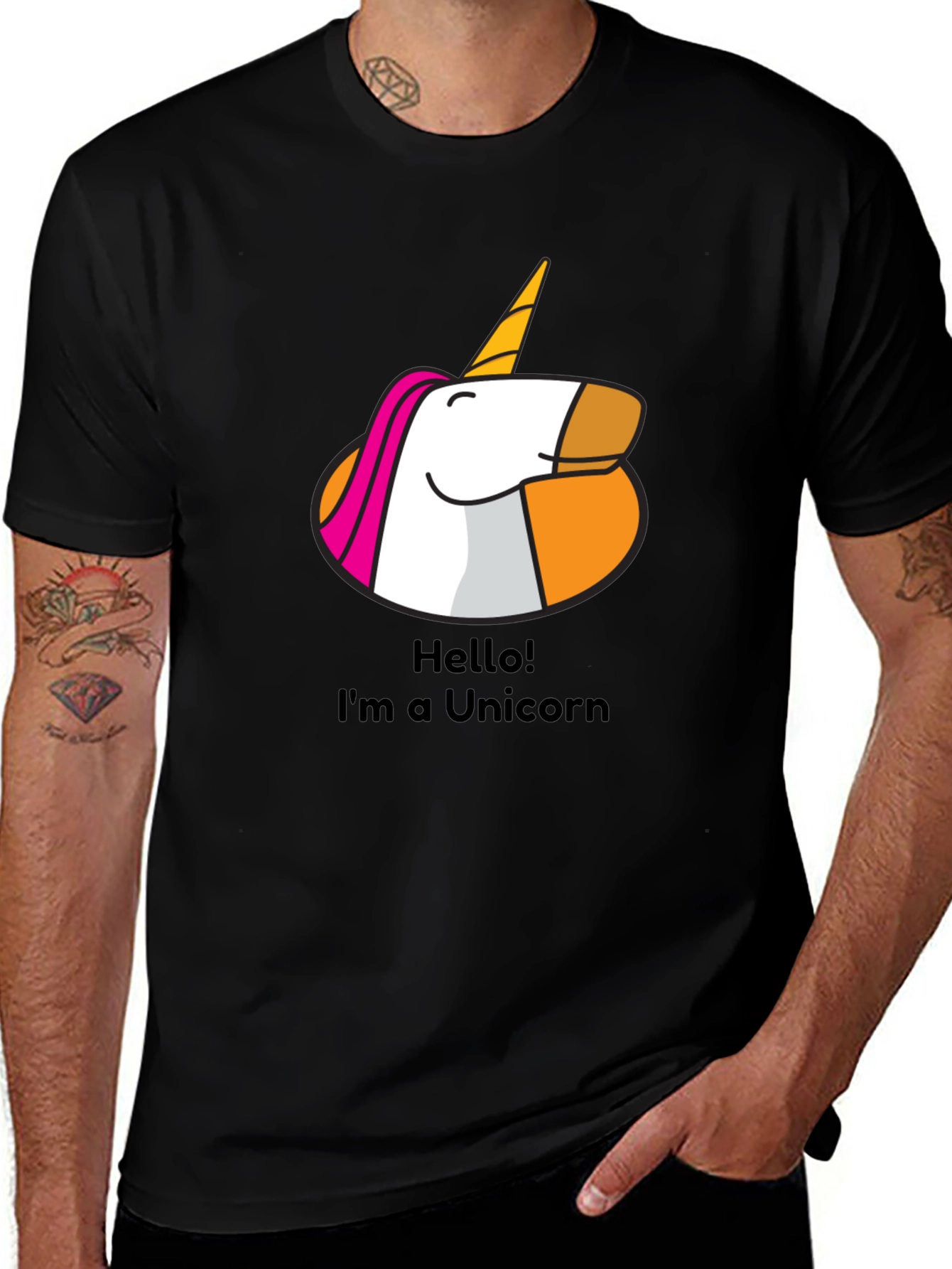 Variant 6 of Unicorn Graphic Tee - Men's Black T-Shirt