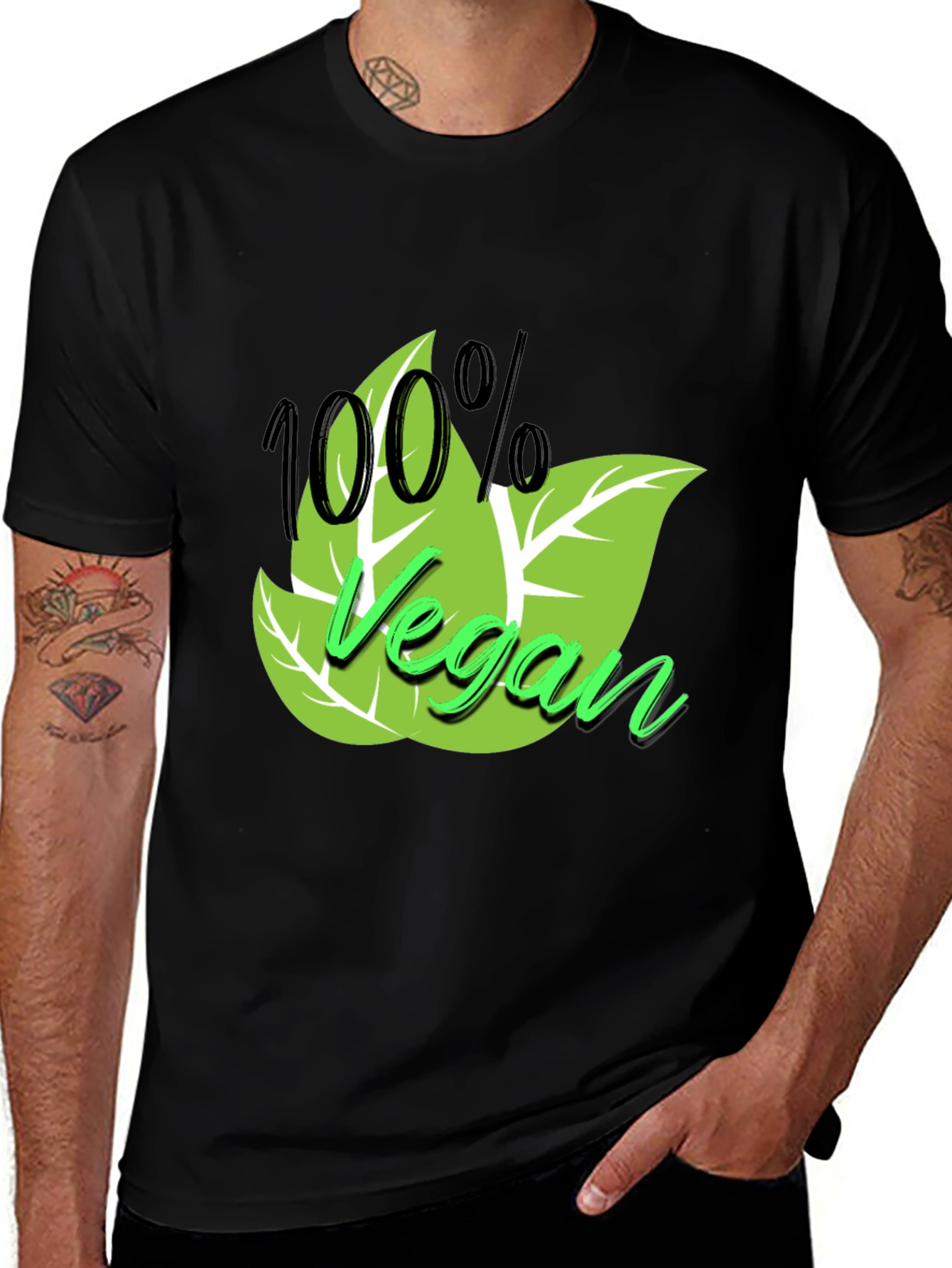 Variant 6 of 100% Vegan Graphic Tee - Black