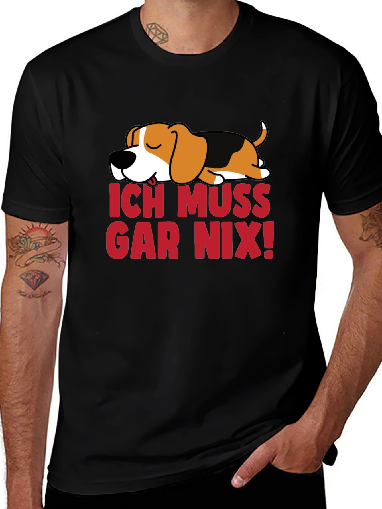 Ich Muss Gar Nix! Dog T-Shirt - Black