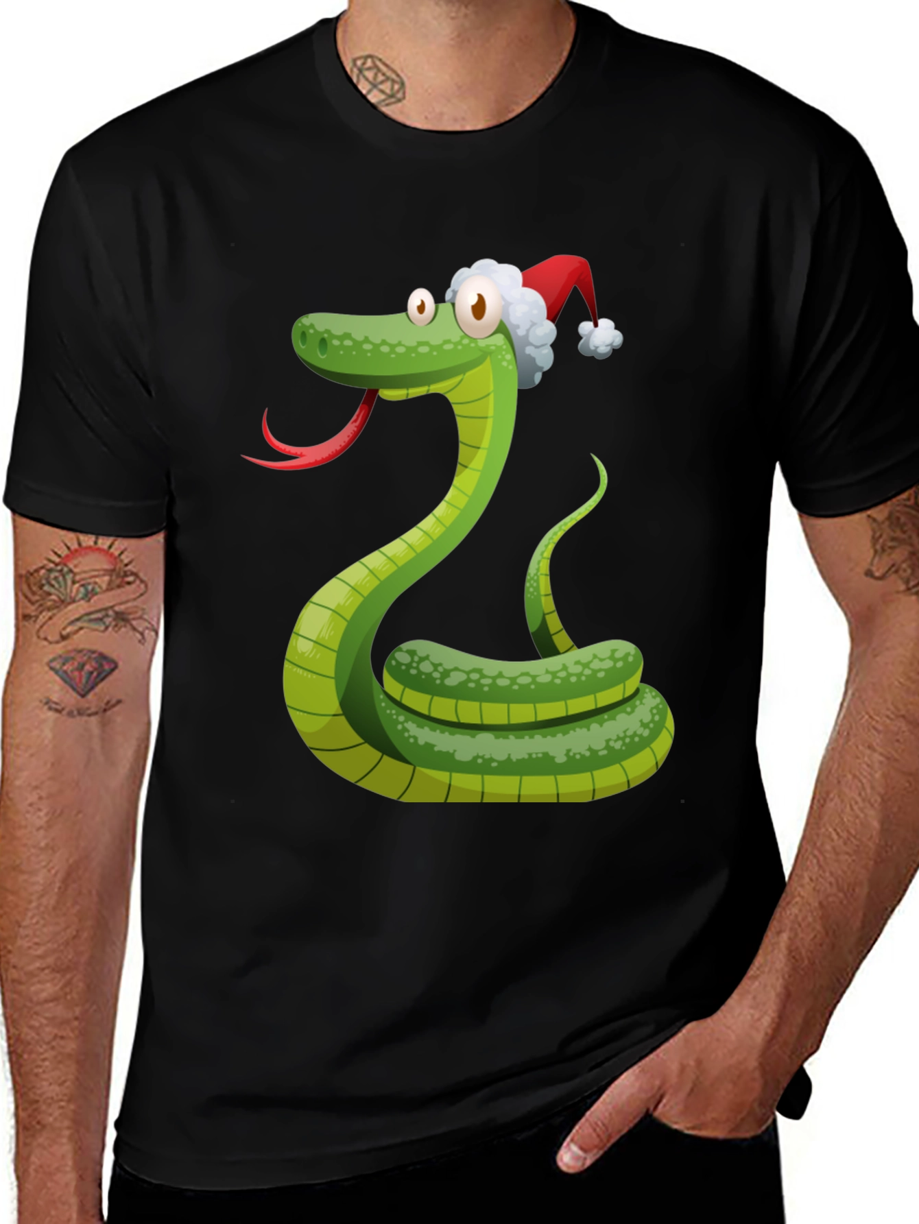 Variant 18 of Festive Snake Tee - Holiday Cartoon Reptile