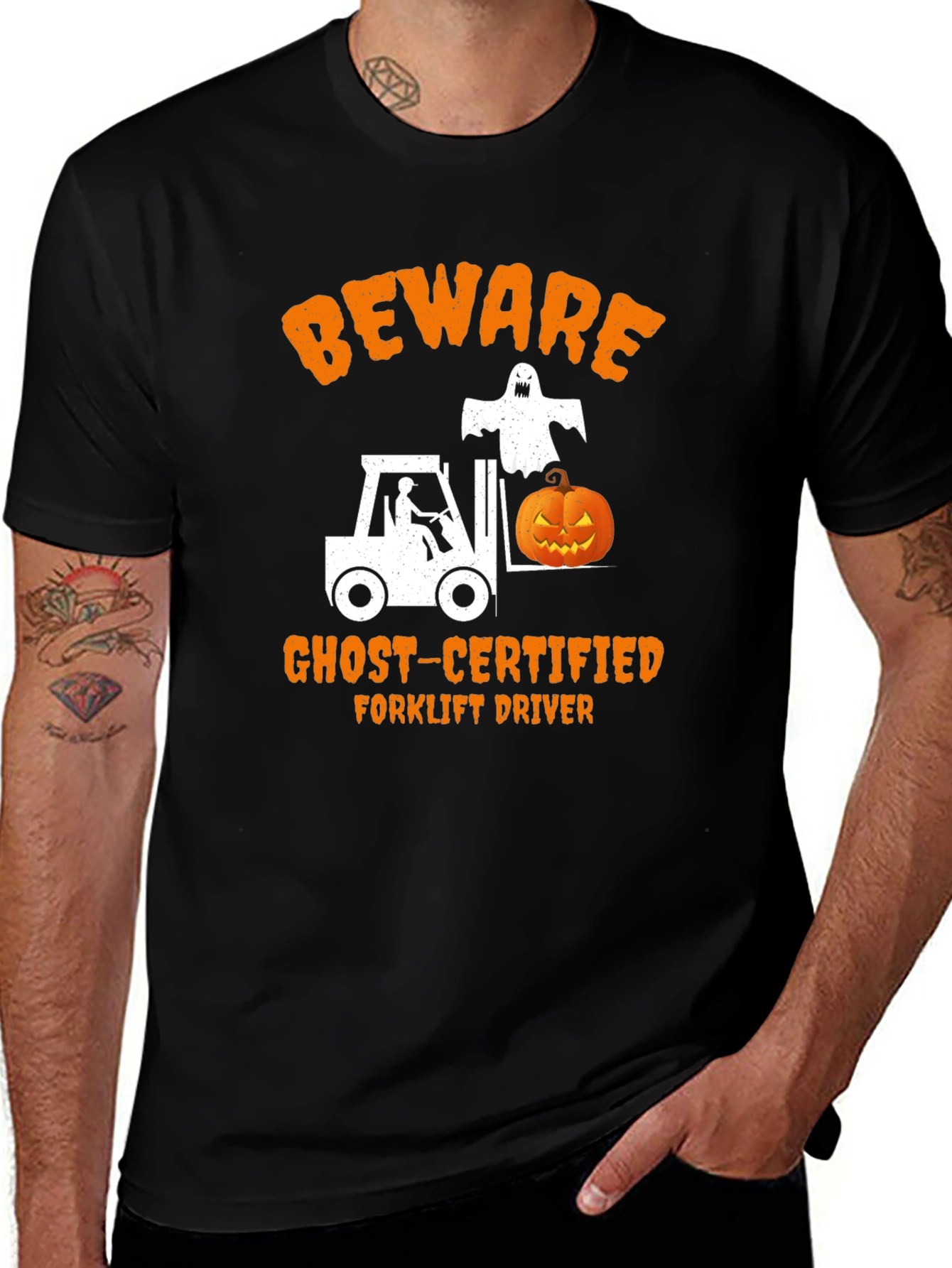 Beware Ghost-Certified Forklift Driver Halloween T-Shirt