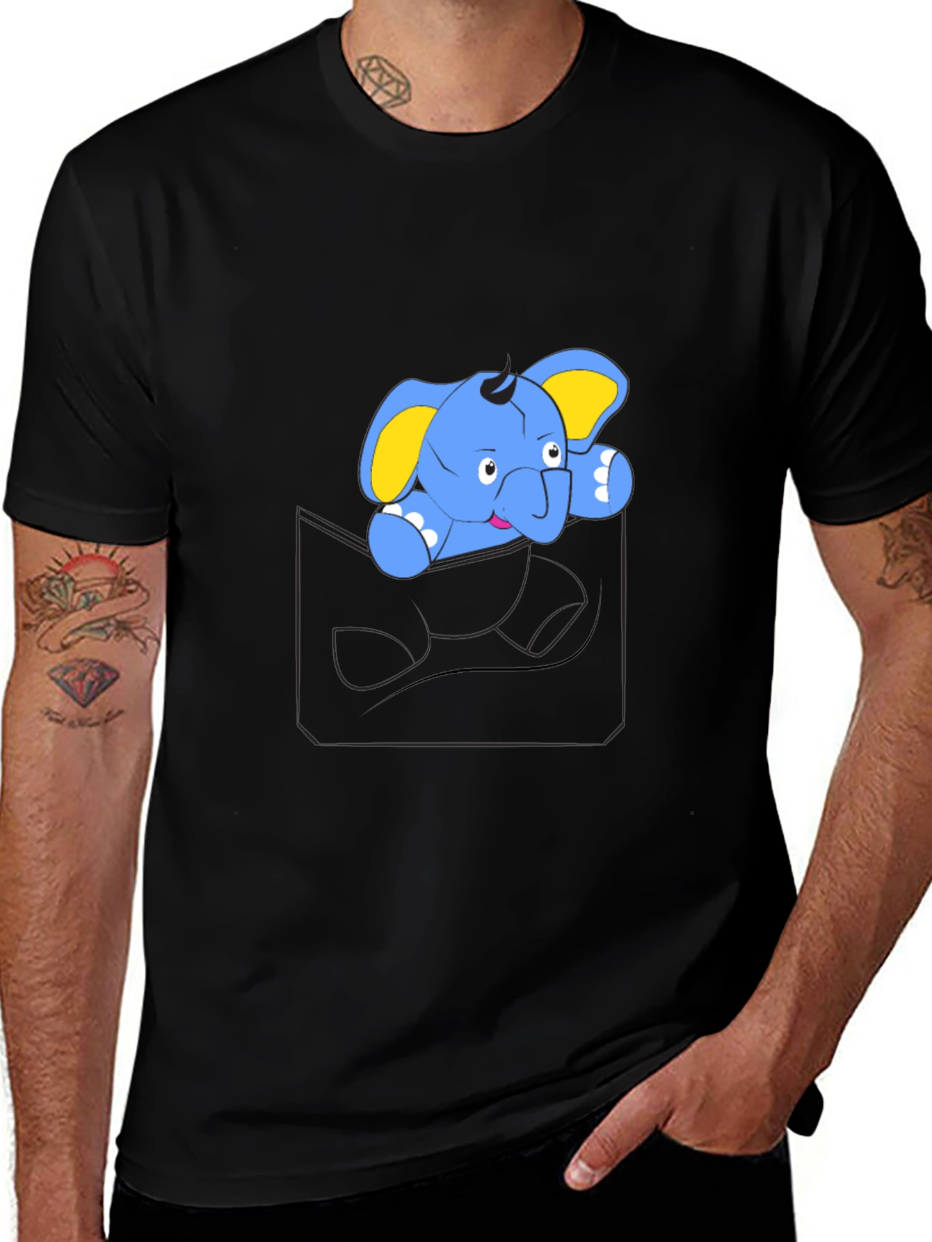 Variant 13 of Cute Cartoon Elephant Pocket T-Shirt