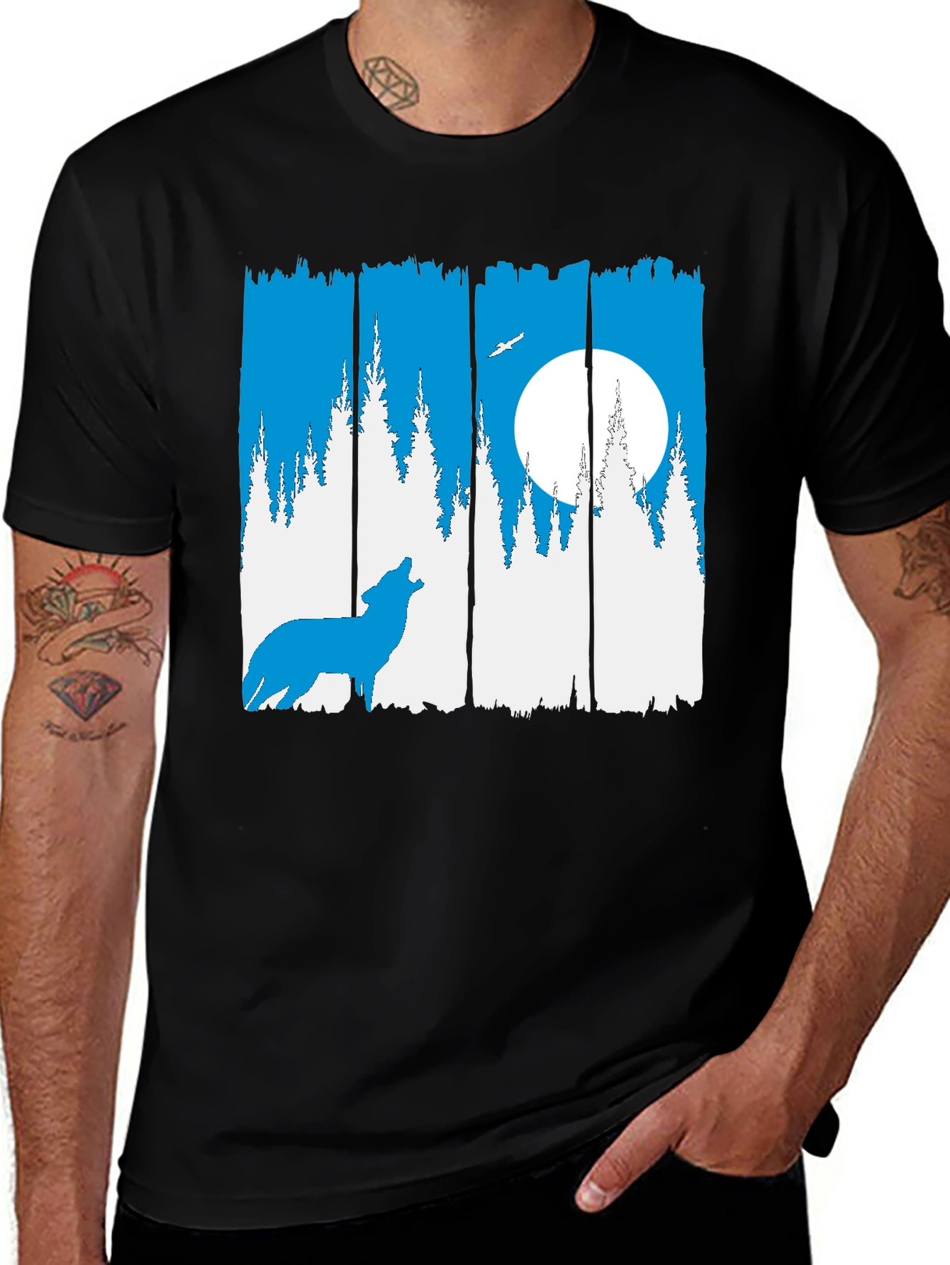 Variant 17 of Wolf Howling at Moon Graphic T-Shirt