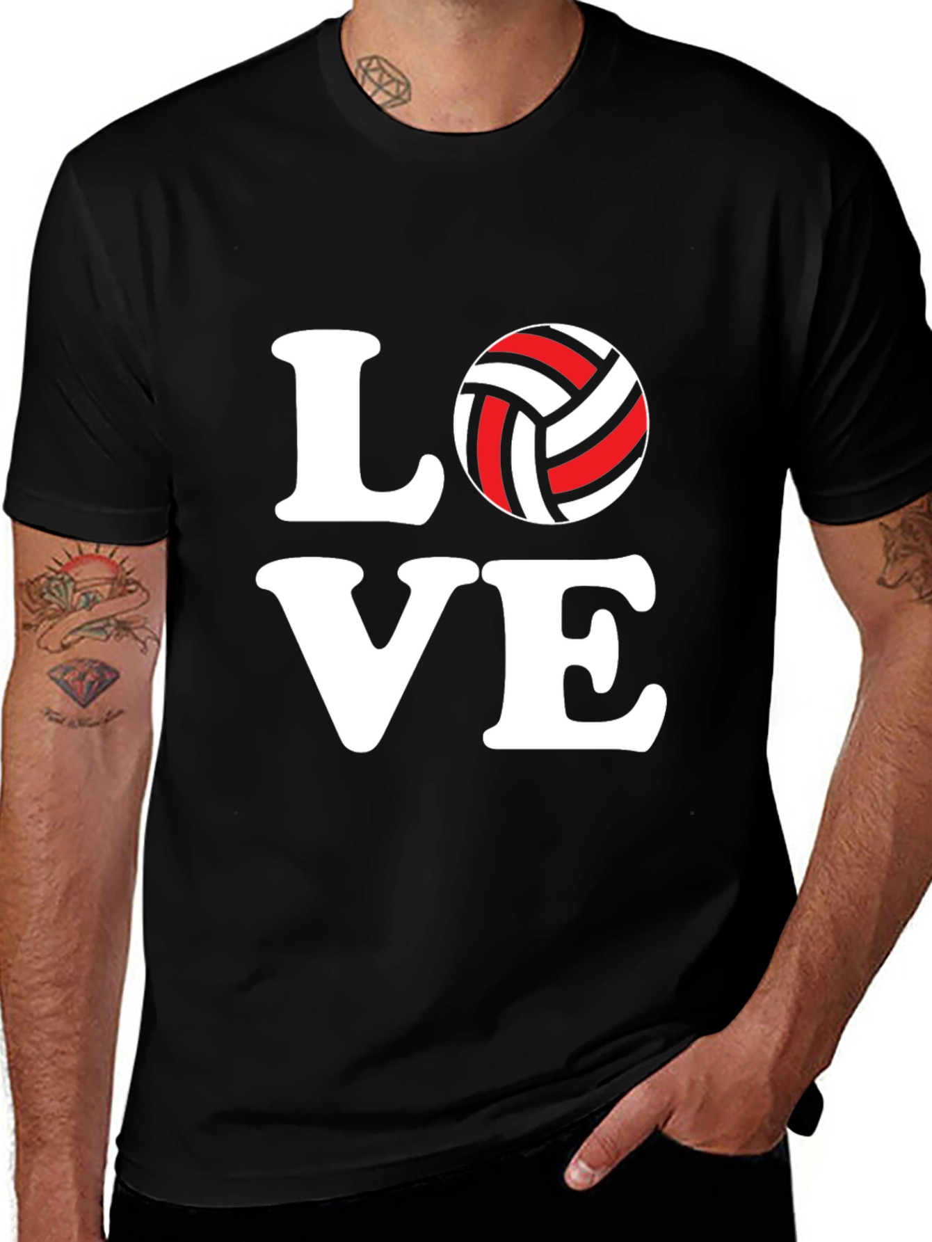 Variant 24 of Volleyball Love Graphic Black T-Shirt