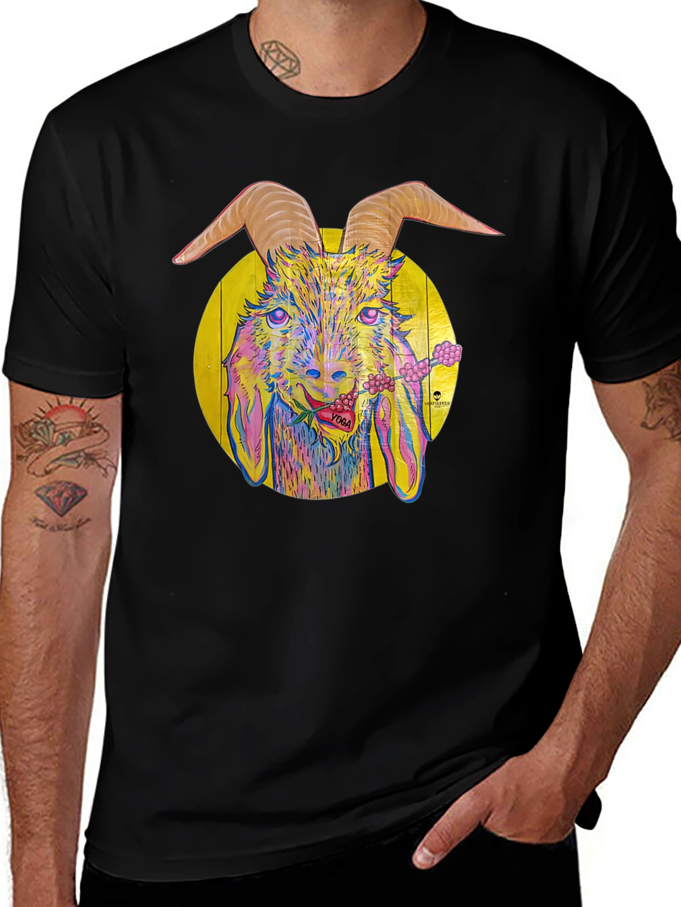 Variant 15 of Goat Yoga Graphic T-Shirt - Men's Black Tee