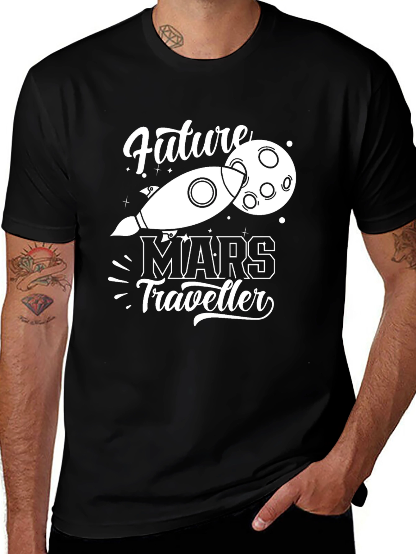 Future Mars Traveler Graphic Tee - Black Unisex T-Shirt