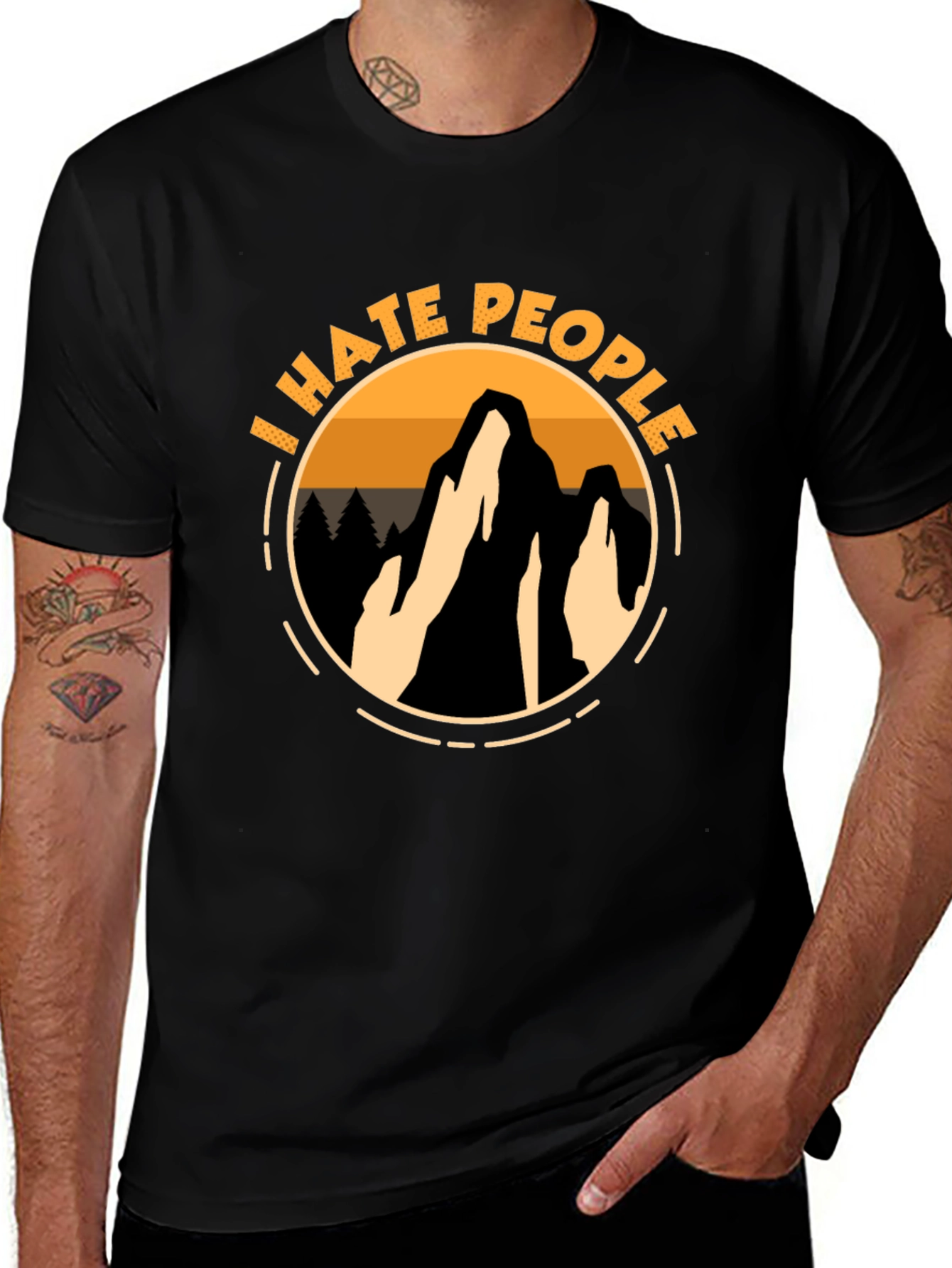 Variant 11 of I Hate People Mountain T-Shirt Black Graphic Tee