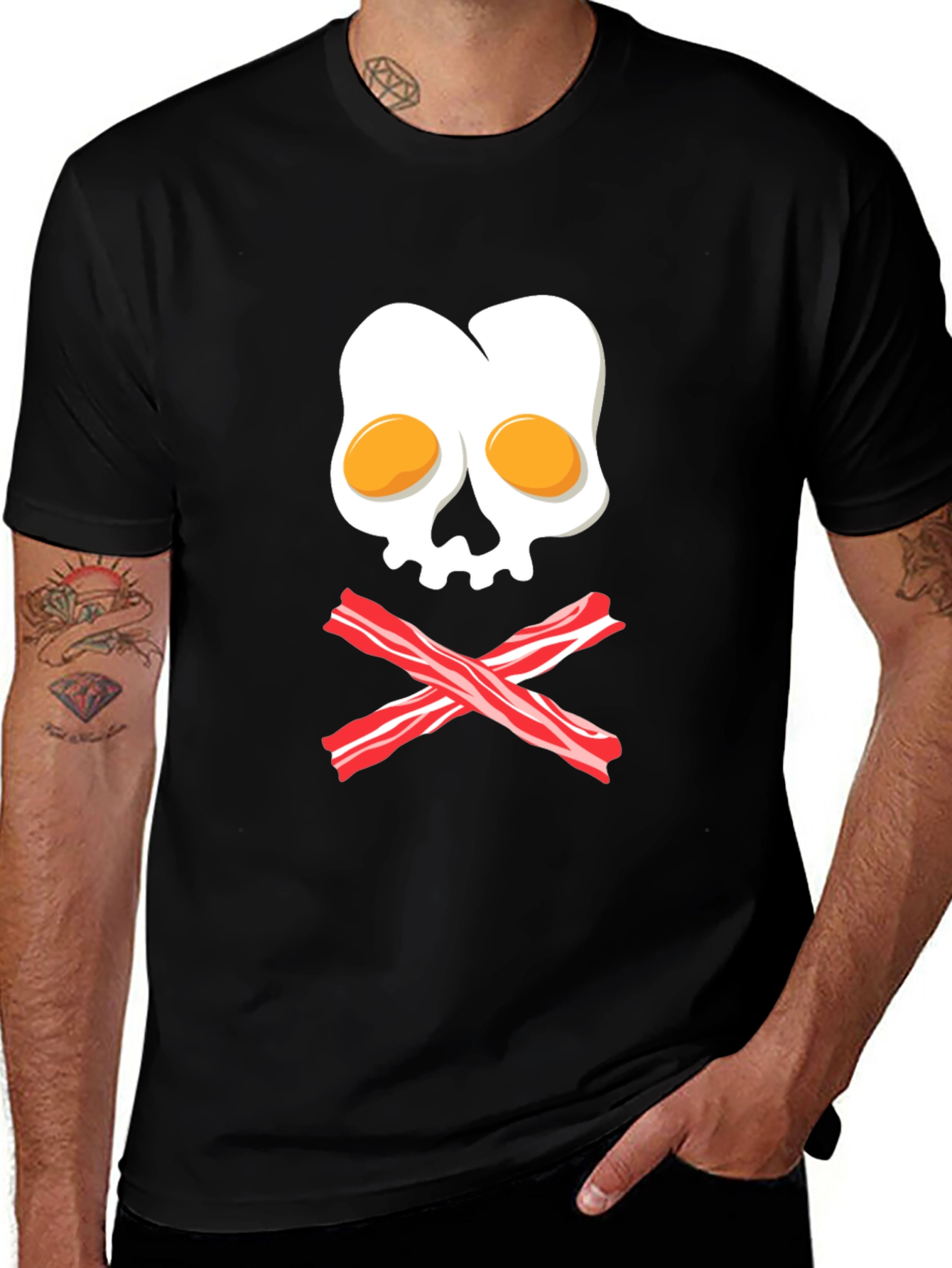 Variant 2 of Breakfast Skull T-Shirt - Egg and Bacon Pirate Tee