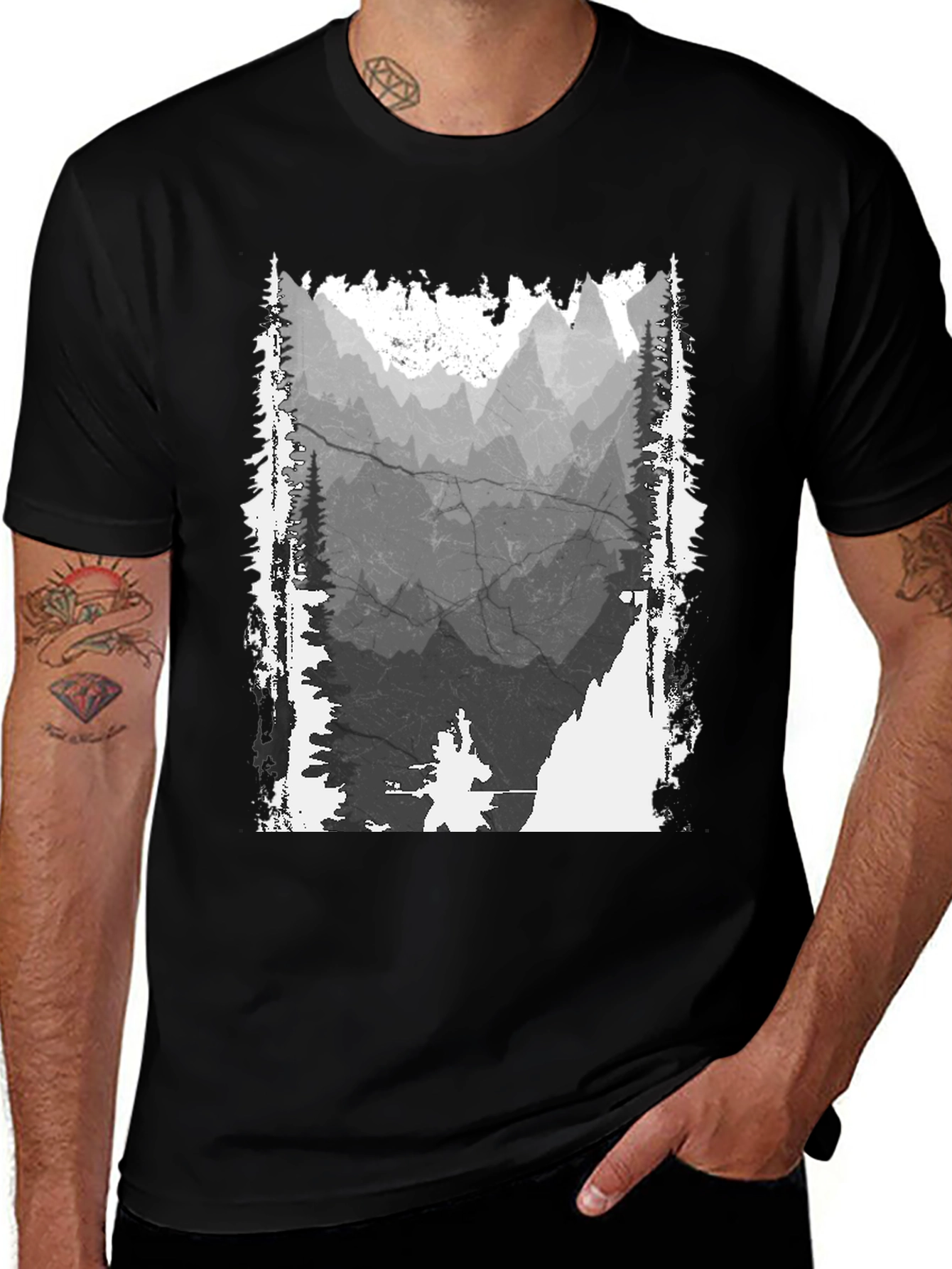 Variant 26 of Mountain Graphic T-Shirt - Distressed Print