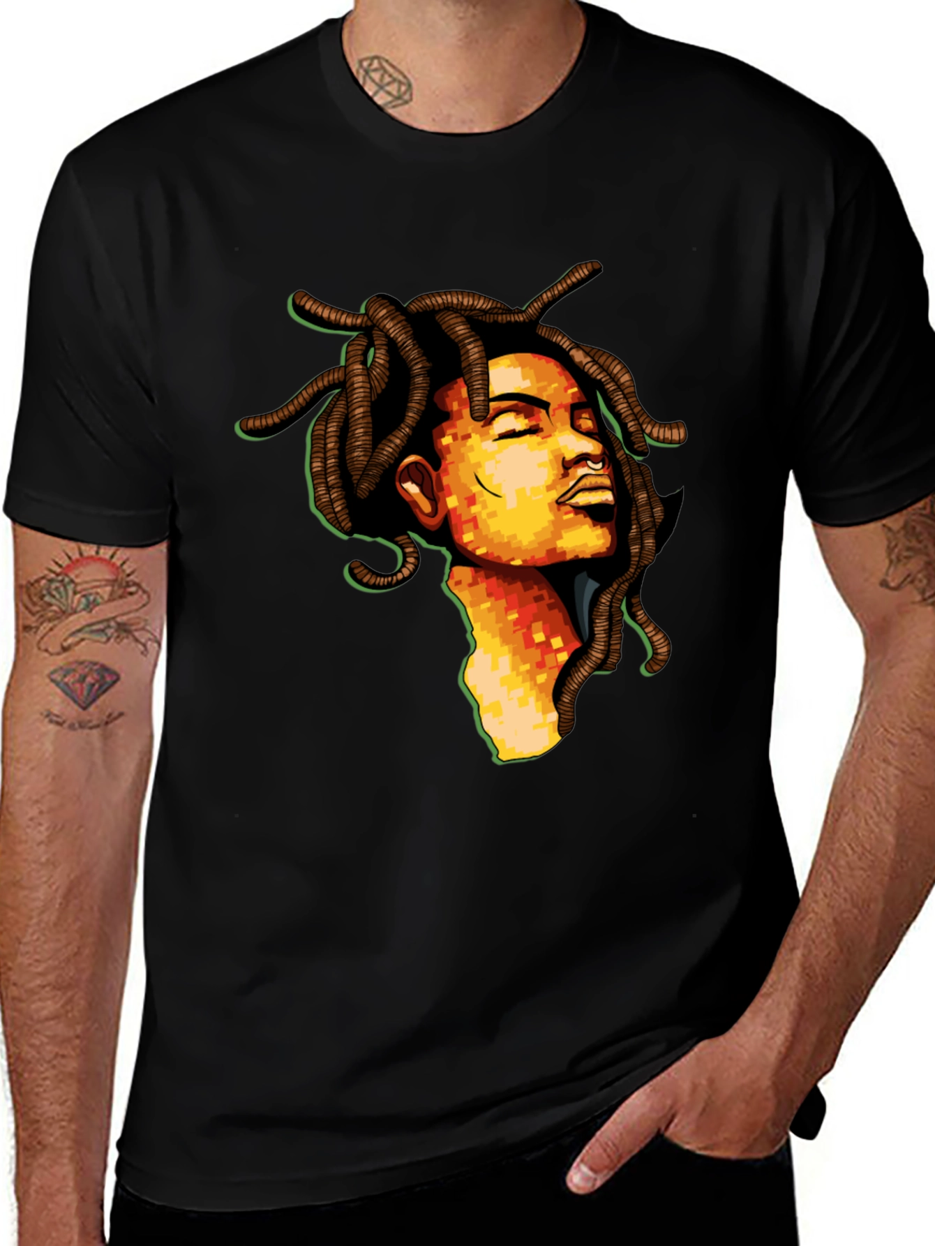 Variant 30 of Graphic T-Shirt with Dreadlock Woman Art