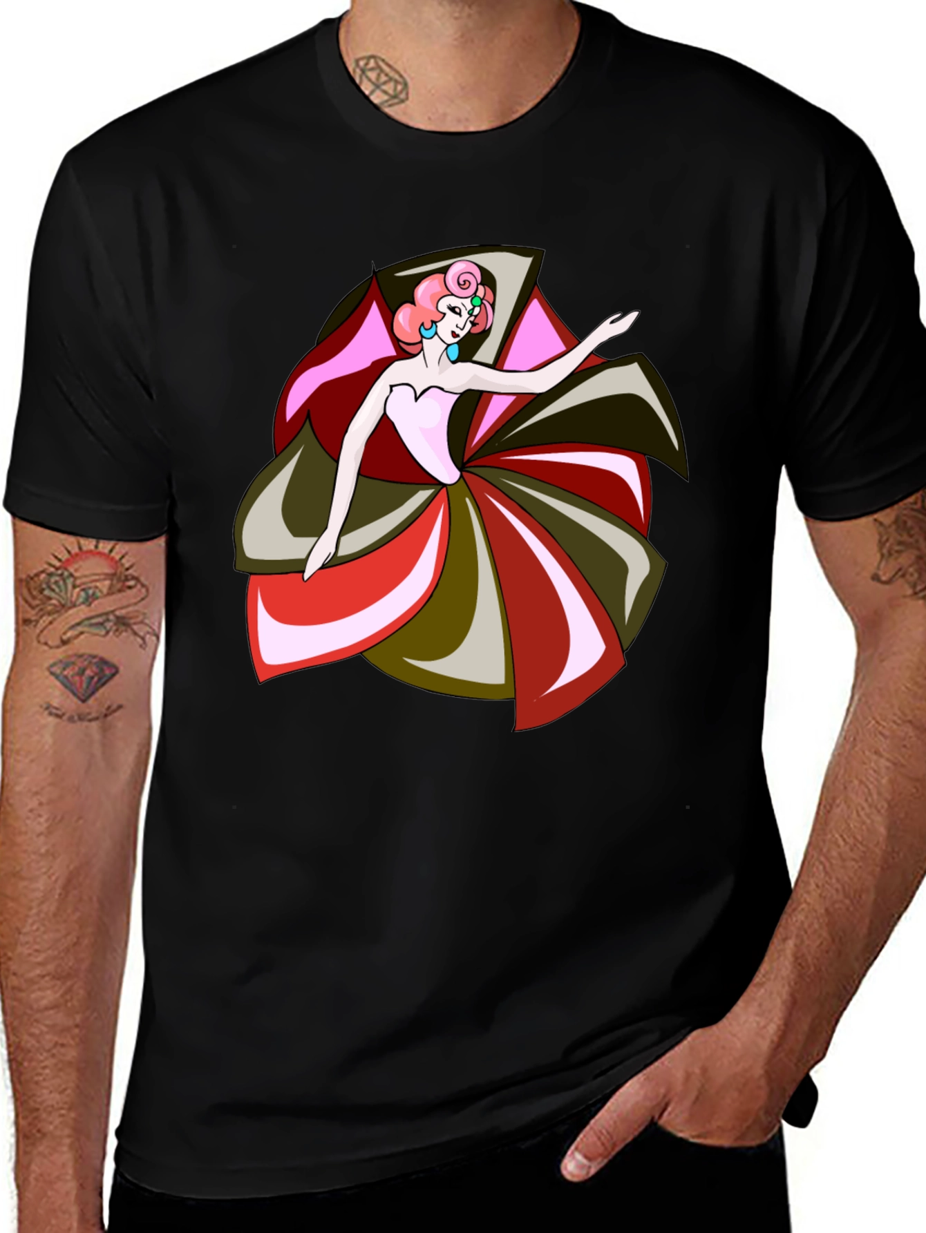 Variant 22 of Retro Ballerina Black T-Shirt
