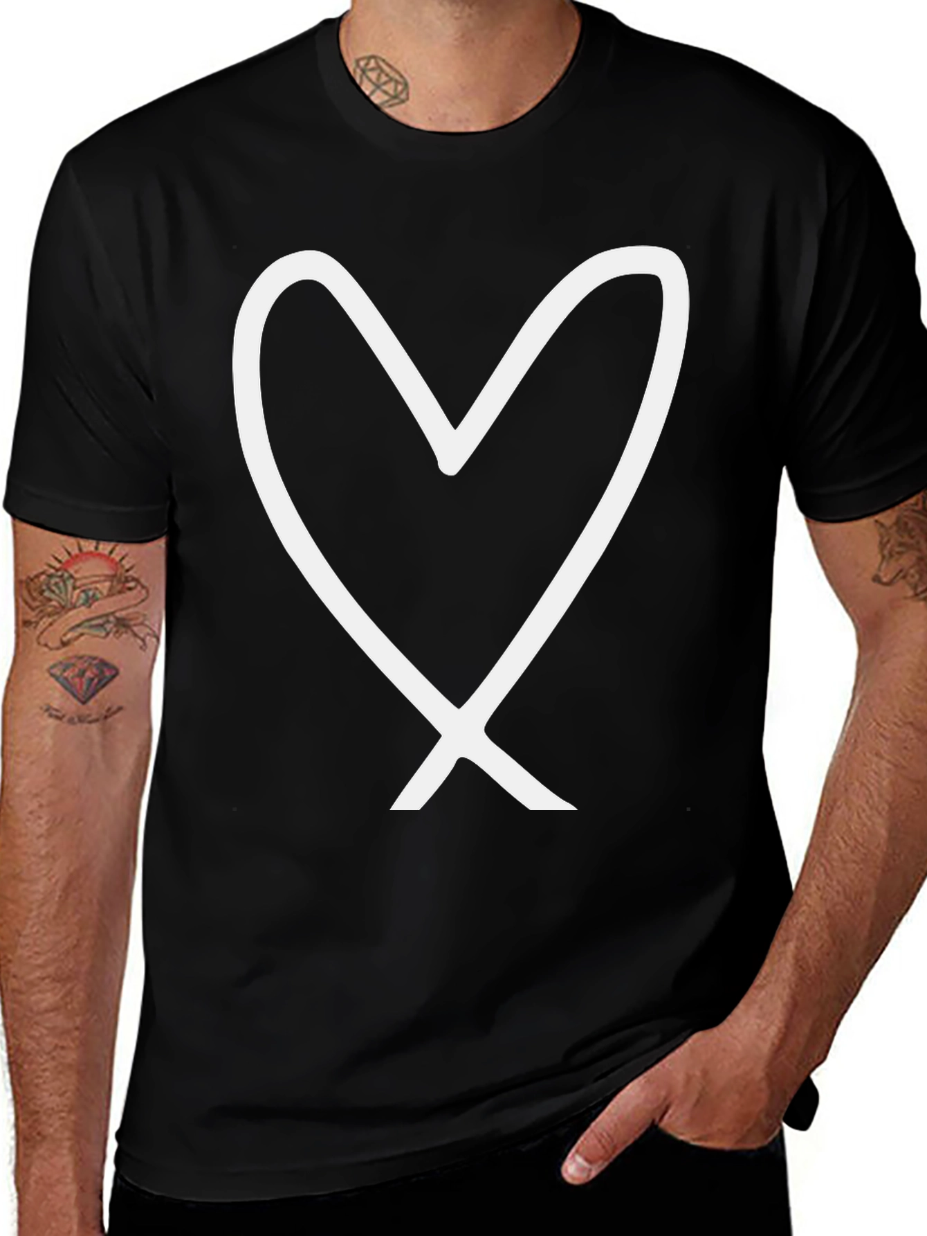 Variant 15 of Heart Outline Black Graphic Tee