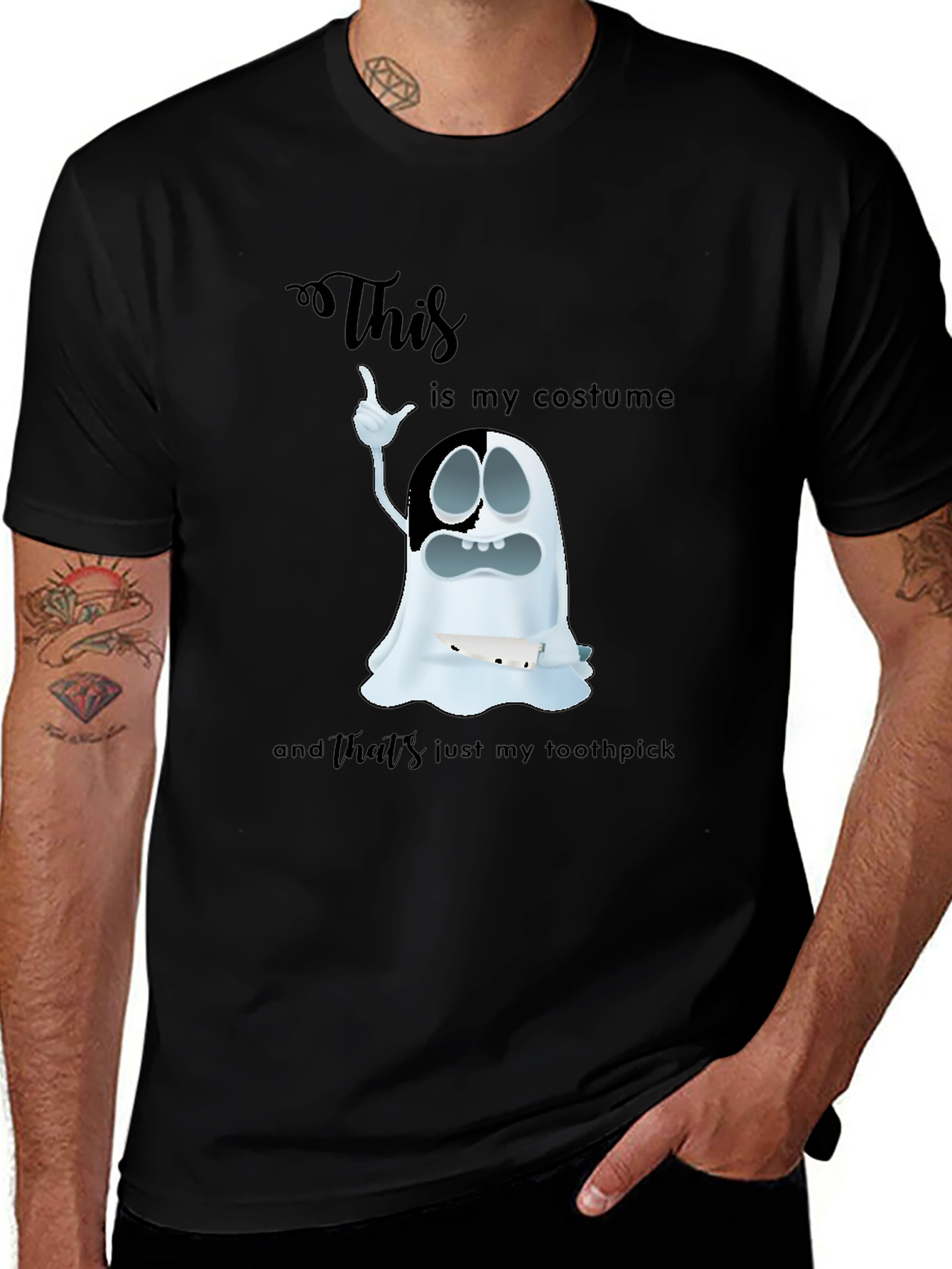 Variant 12 of Humorous Ghost Costume Graphic T-Shirt