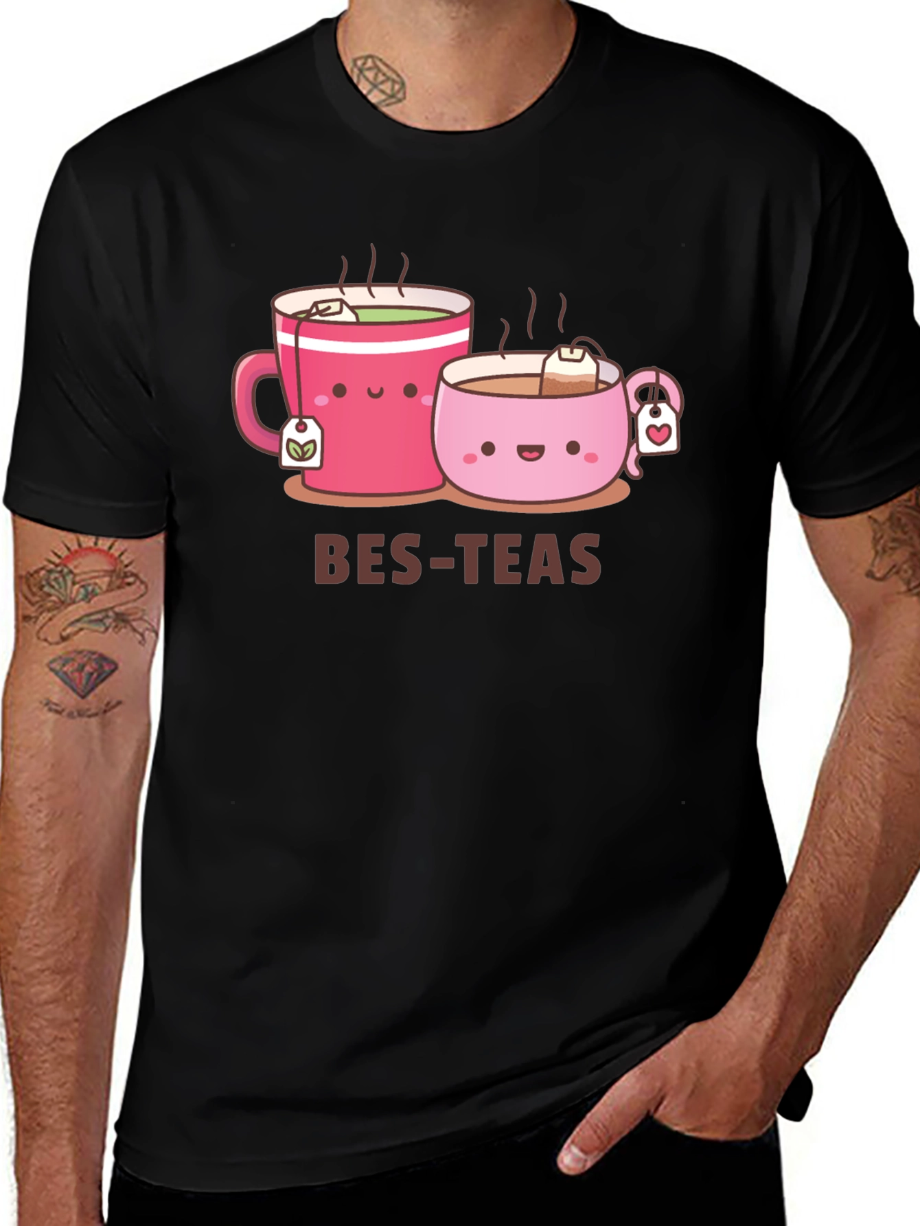 Variant 7 of Bes-Teas Cute Cartoon Graphic Black T-Shirt