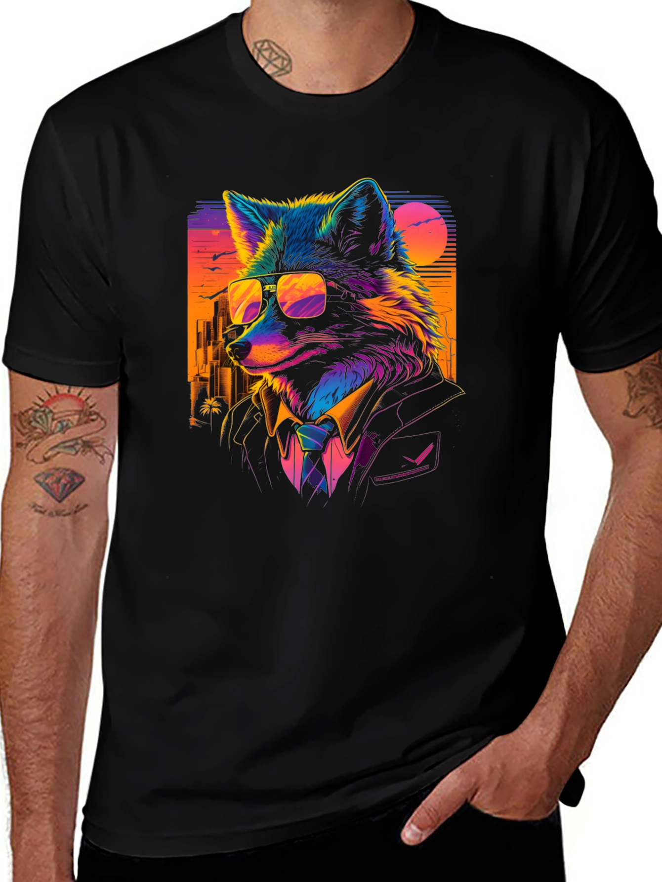 Variant 13 of Cool Fox in Suit T-Shirt - Vibrant Graphic Tee