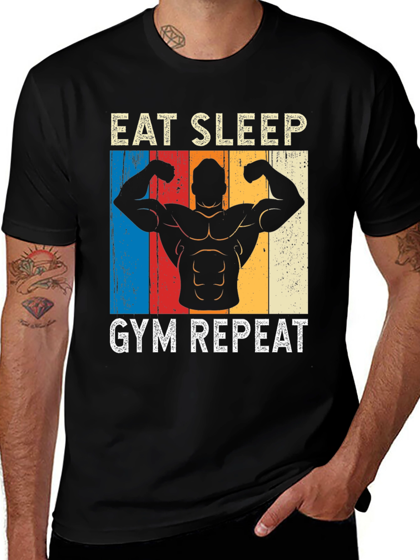 Variant 18 of Eat Sleep Gym Repeat Graphic Tee