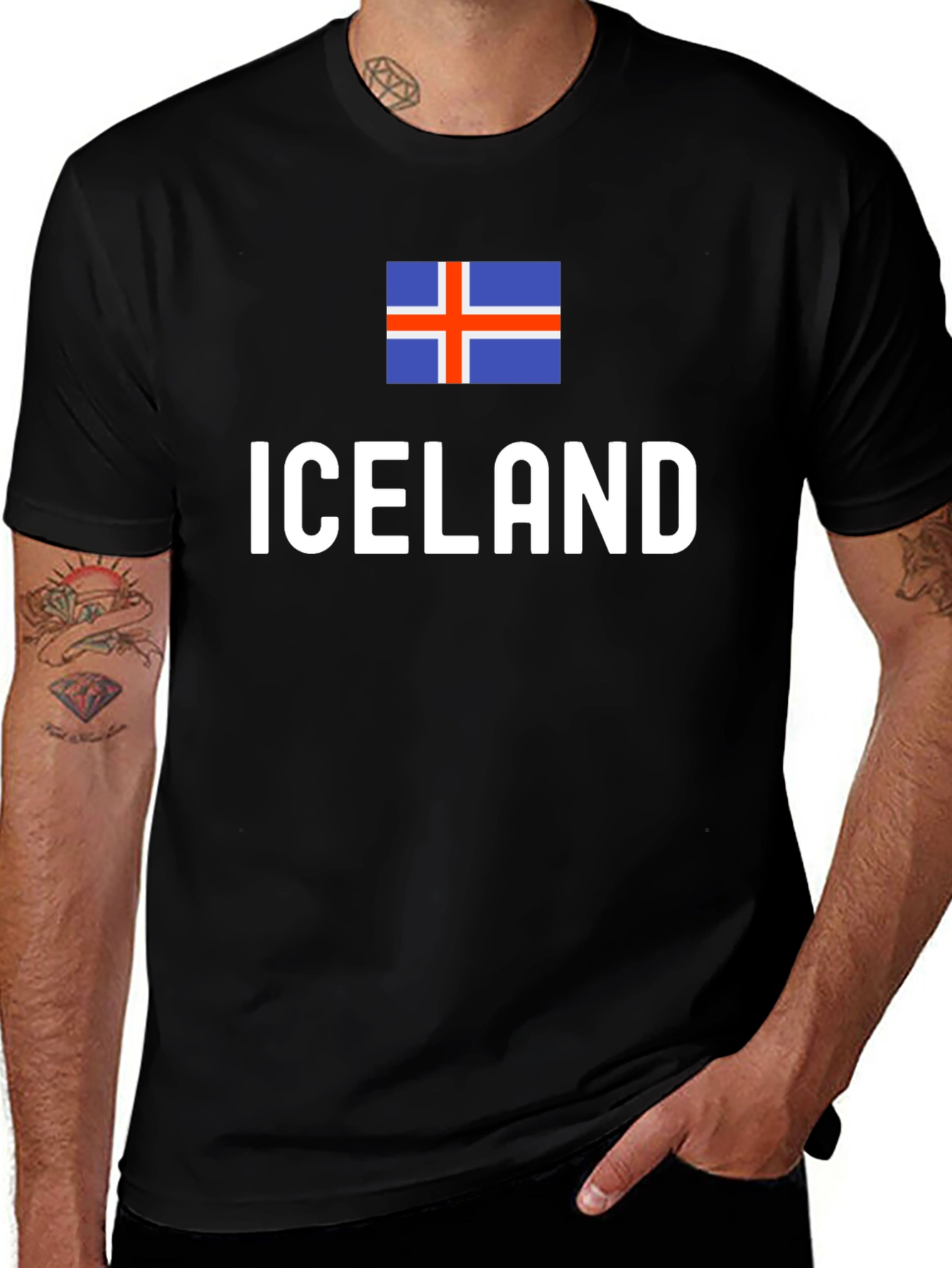 Iceland Flag Graphic T-Shirt - Black