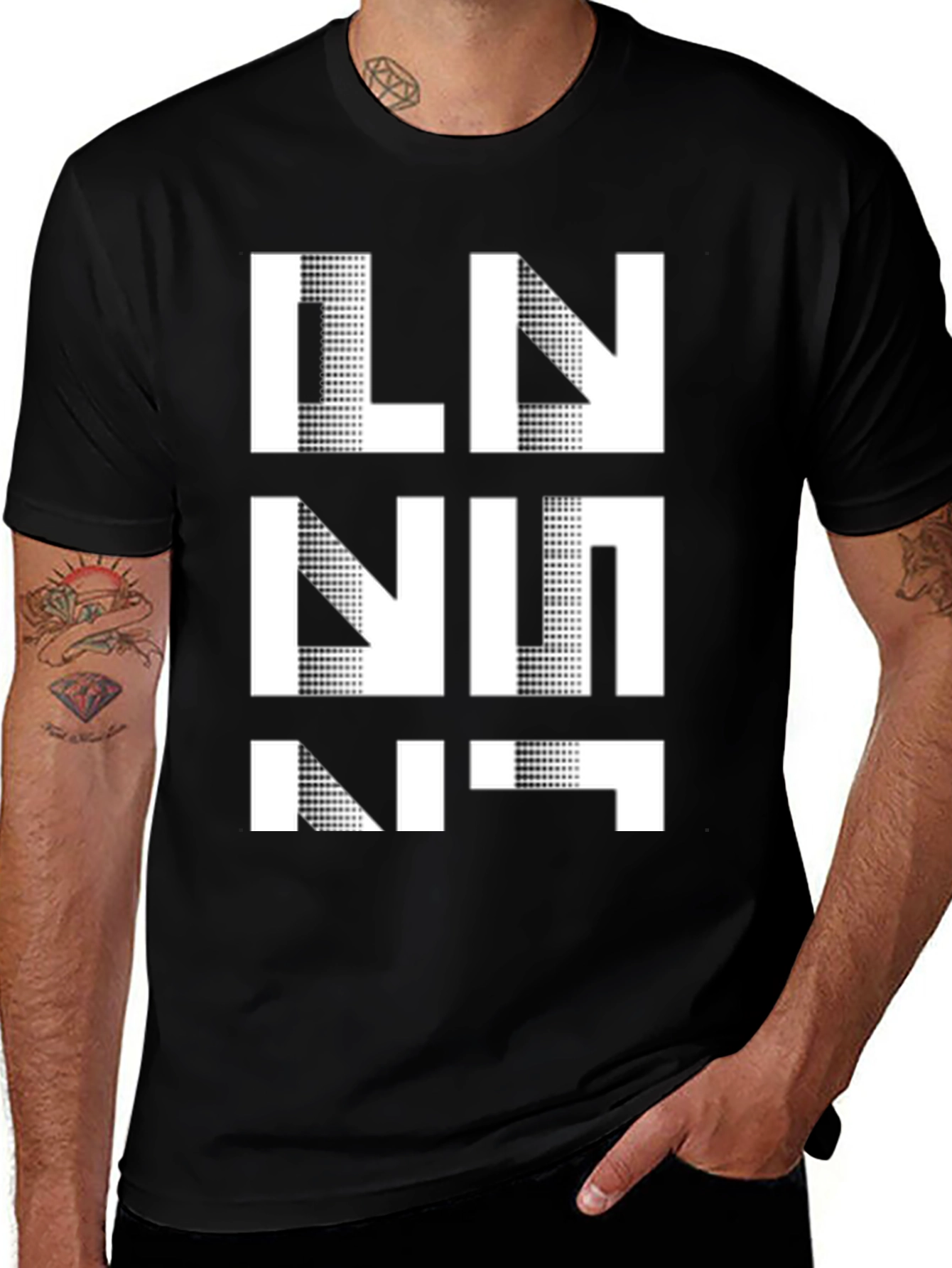 Variant 20 of Geometric Graphic Print T-Shirt - Black