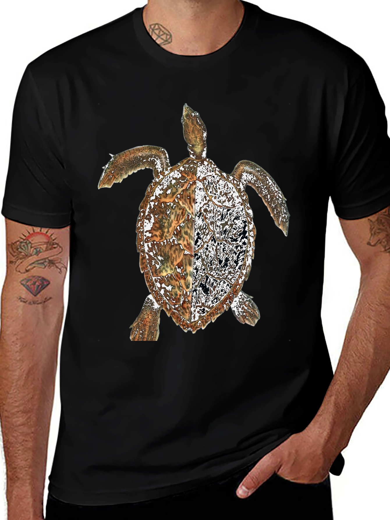 Variant 16 of Turtle Graphic Tee - Stylish Black T-Shirt