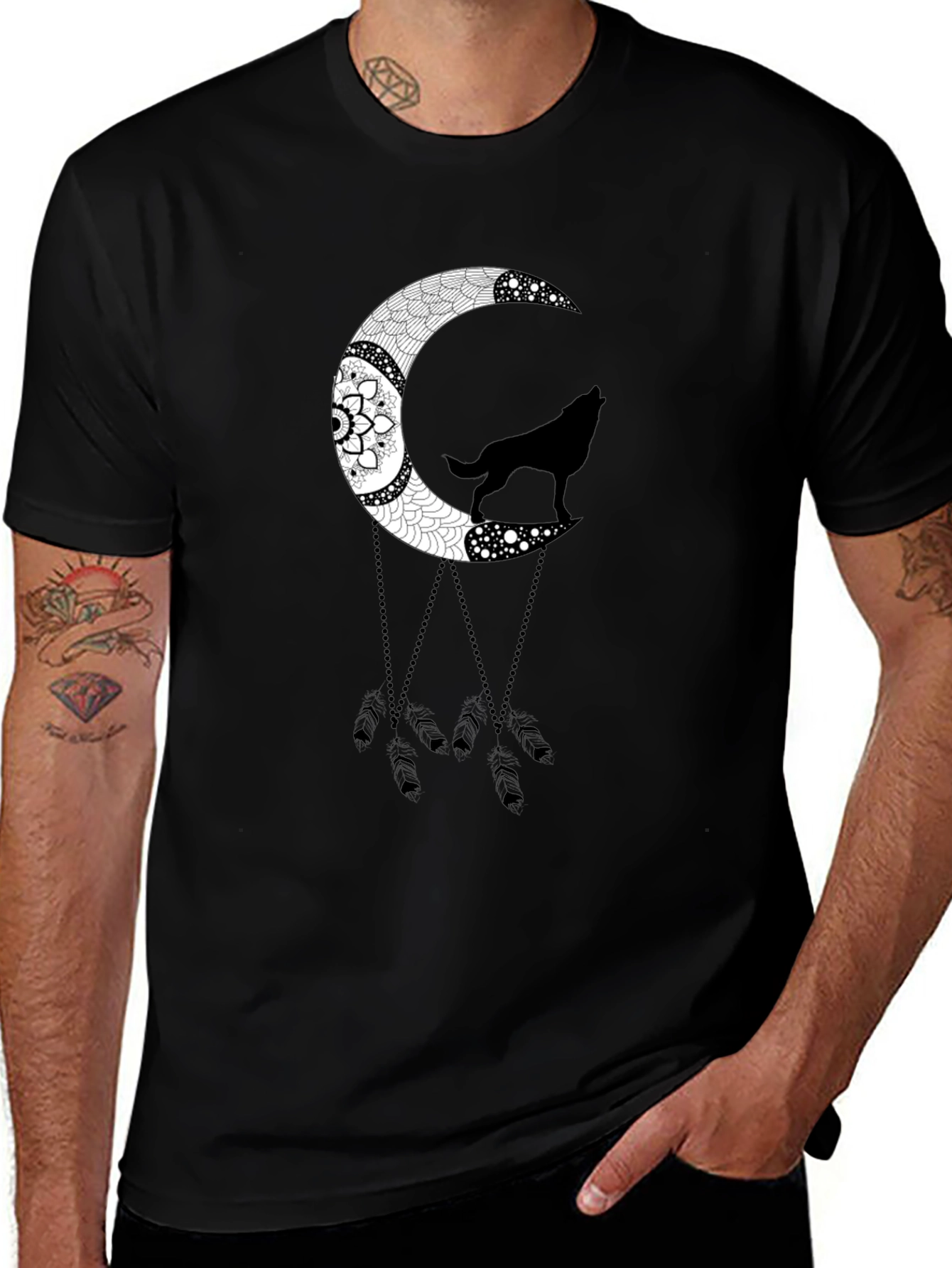 Variant 18 of Wolf Moon Black Graphic Tee