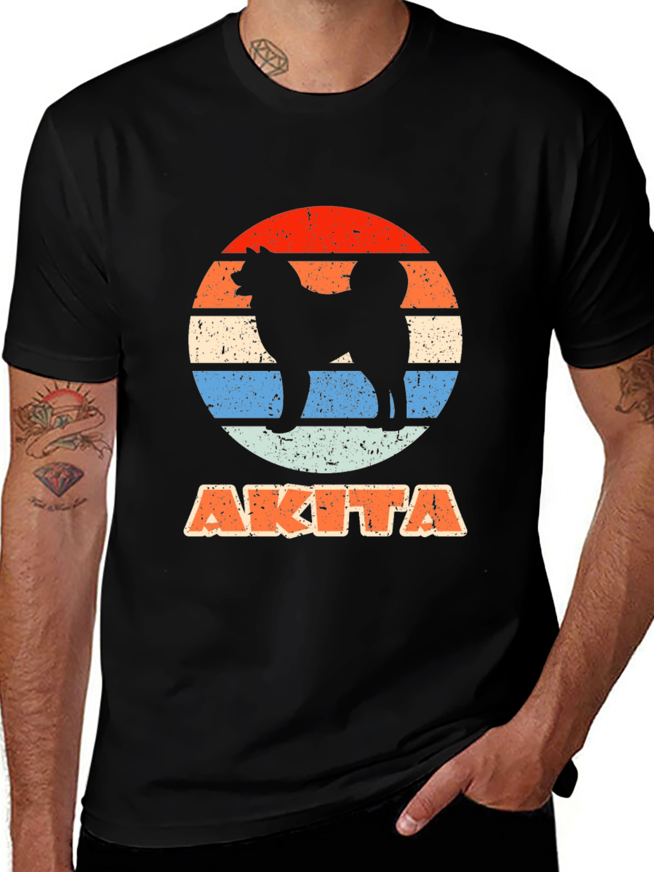Akita Dog Sunset Graphic T-Shirt