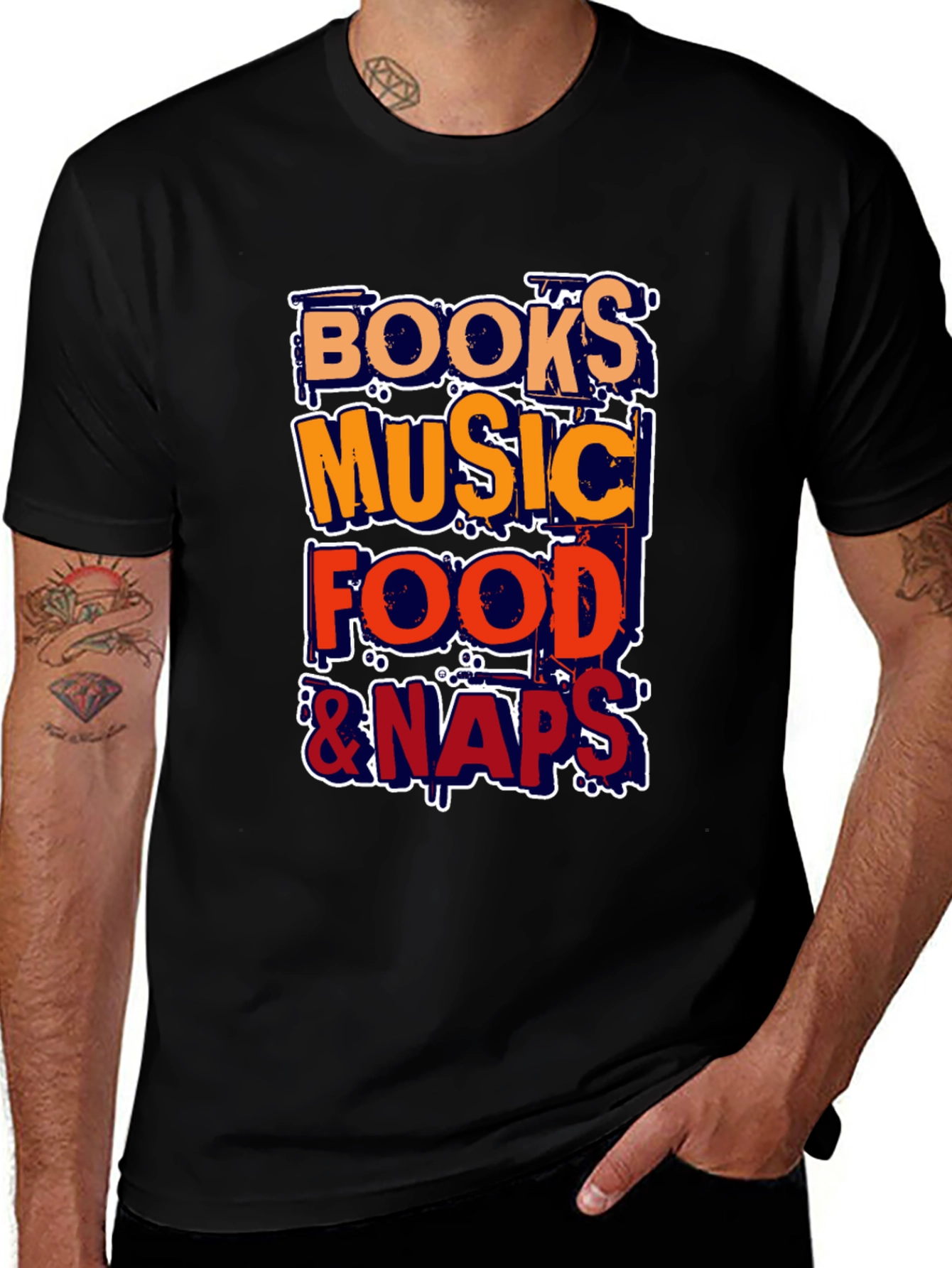 Variant 11 of Books, Music, Food & Naps Graphic Tee
