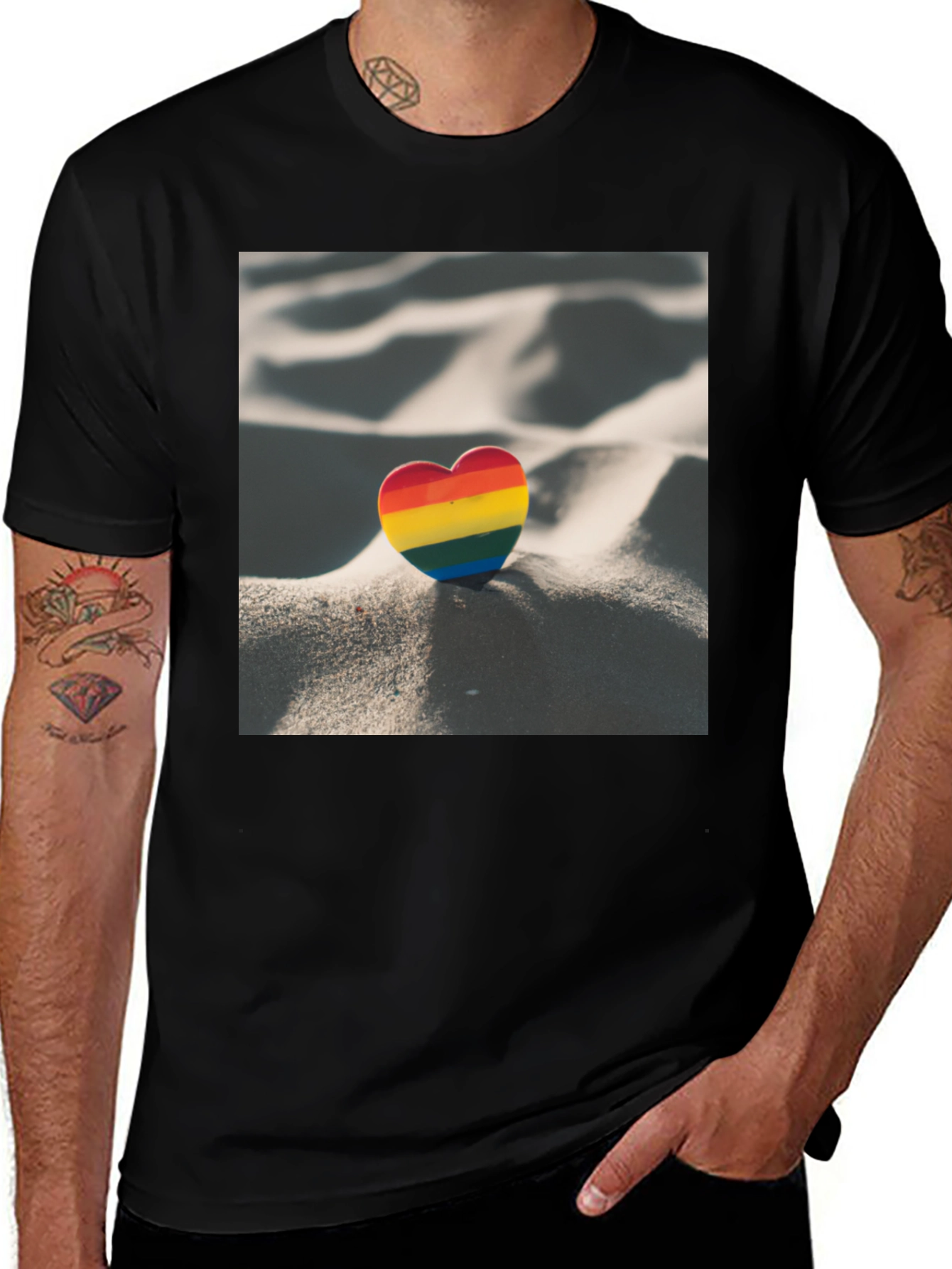 Rainbow Heart on Sand T-Shirt
