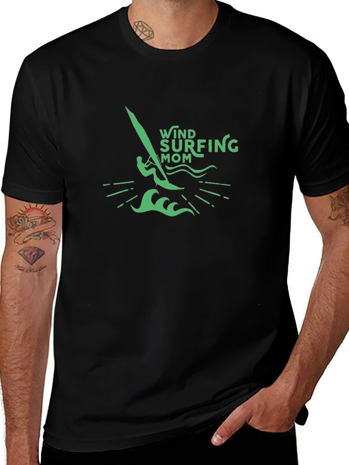 Variant 15 of Windsurfing Mom T-Shirt - Black Tee for Surfing Lovers