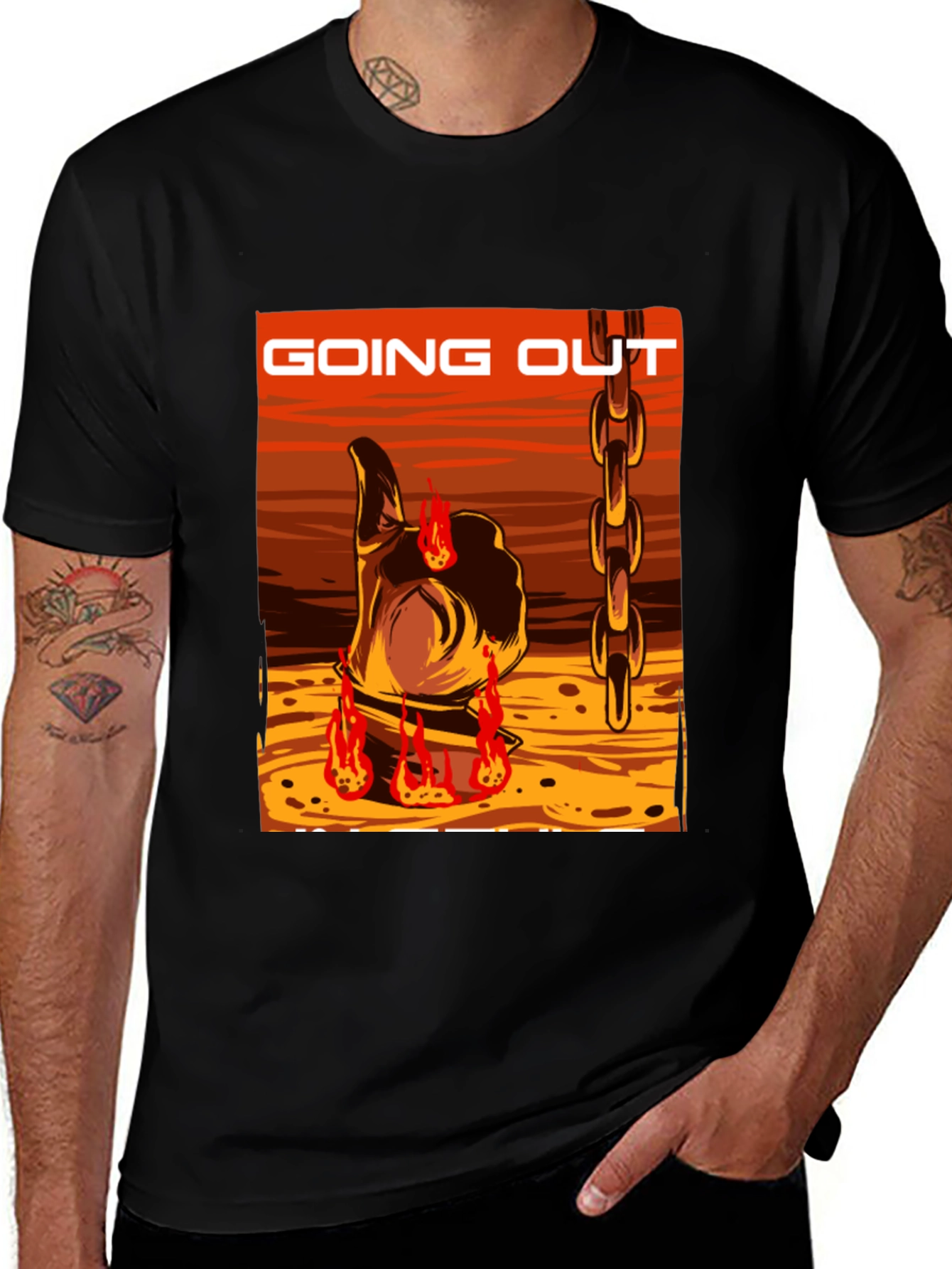 Variant 3 of Going Out Graphic Tee - Fiery Thumbs Up Design