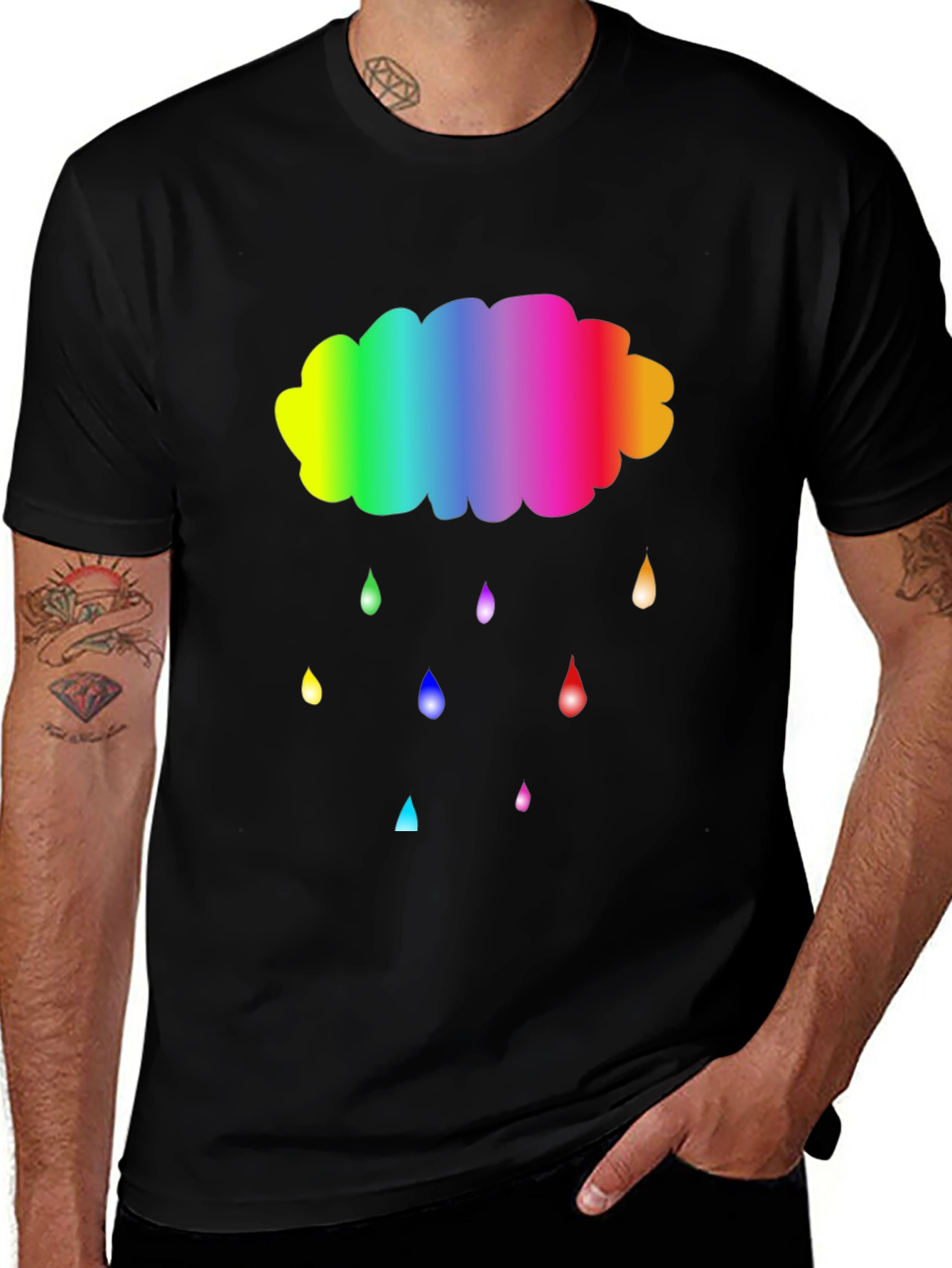Variant 30 of Rainbow Cloud Raindrops Graphic Tee