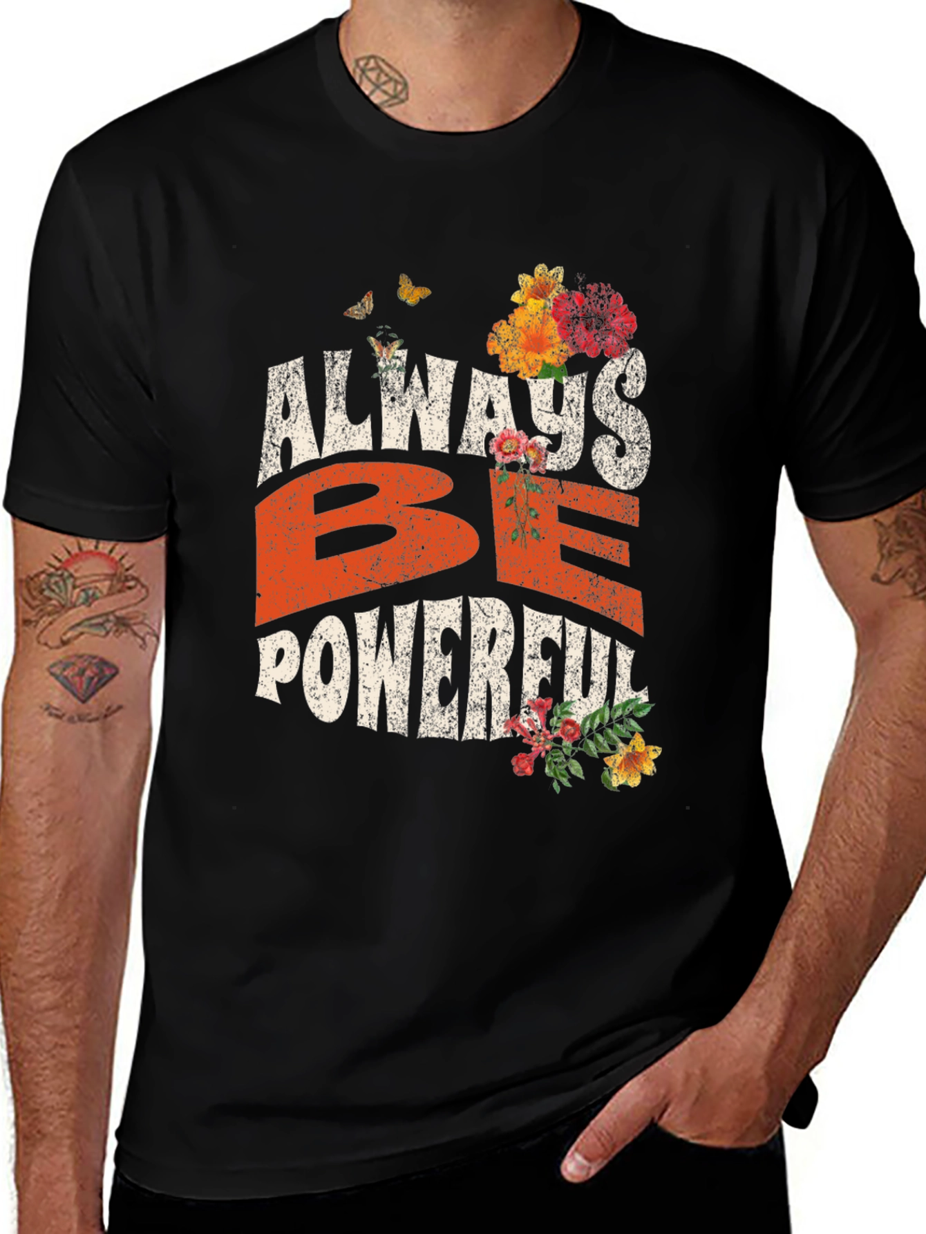 Variant 14 of Always Be Powerful Graphic Tee - Unisex Black T-Shirt