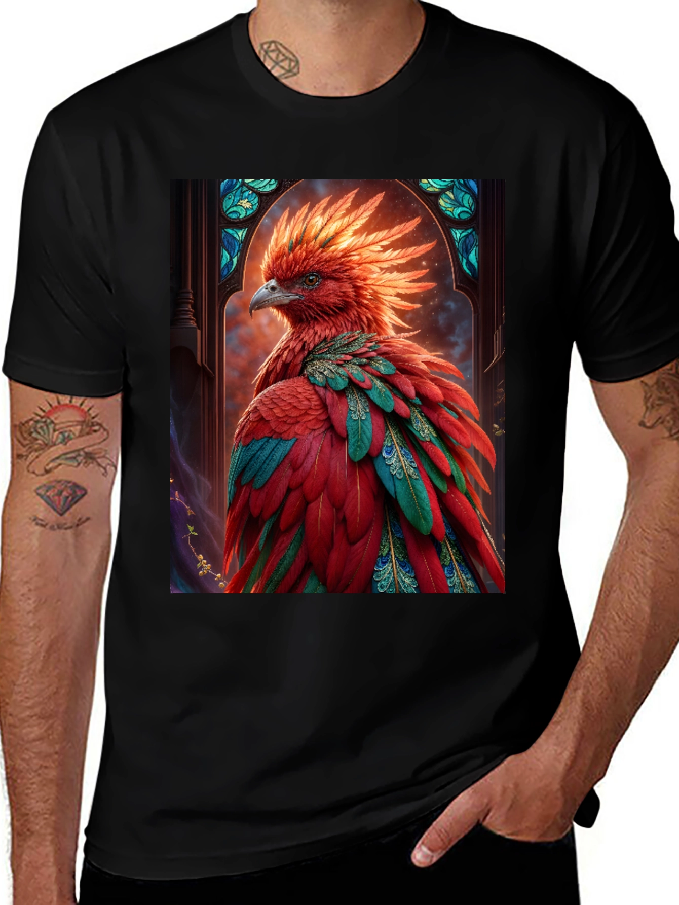 Variant 16 of Phoenix Graphic Tee - Unique Bird Design