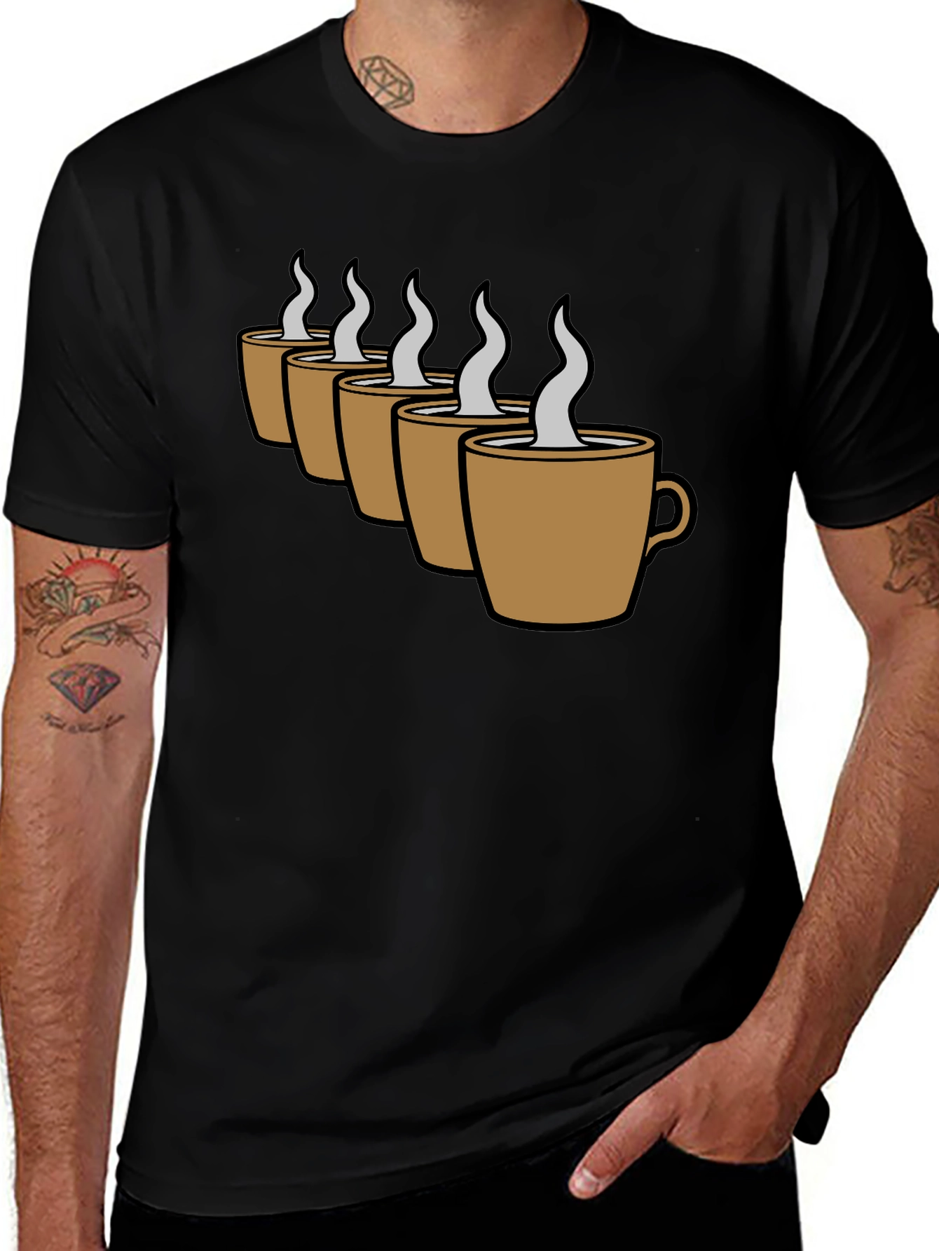 Variant 21 of Coffee Cups Graphic T-Shirt - Black