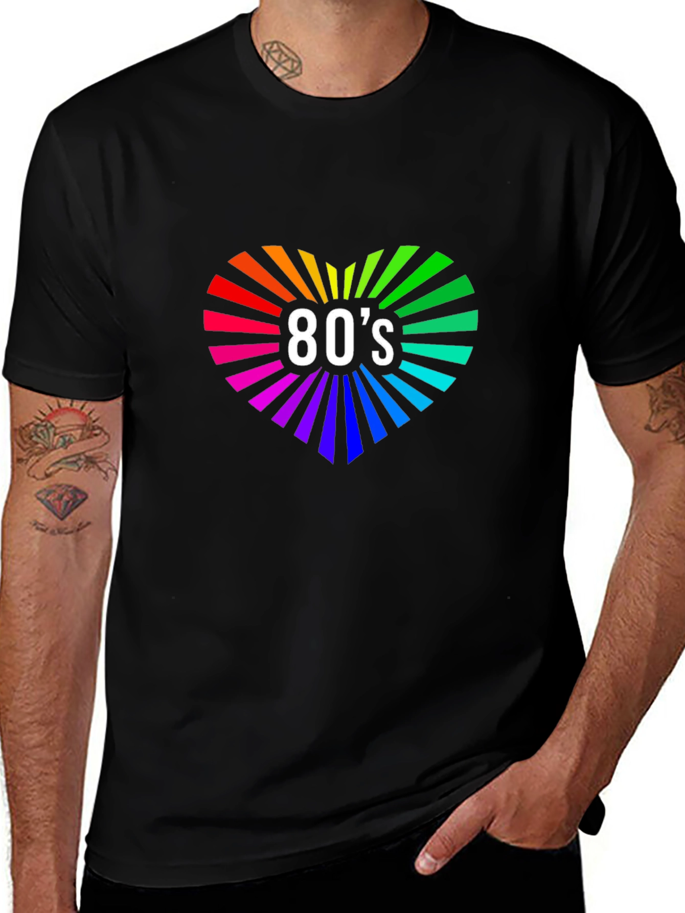 Variant 6 of Retro 80's Heart Rainbow T-Shirt