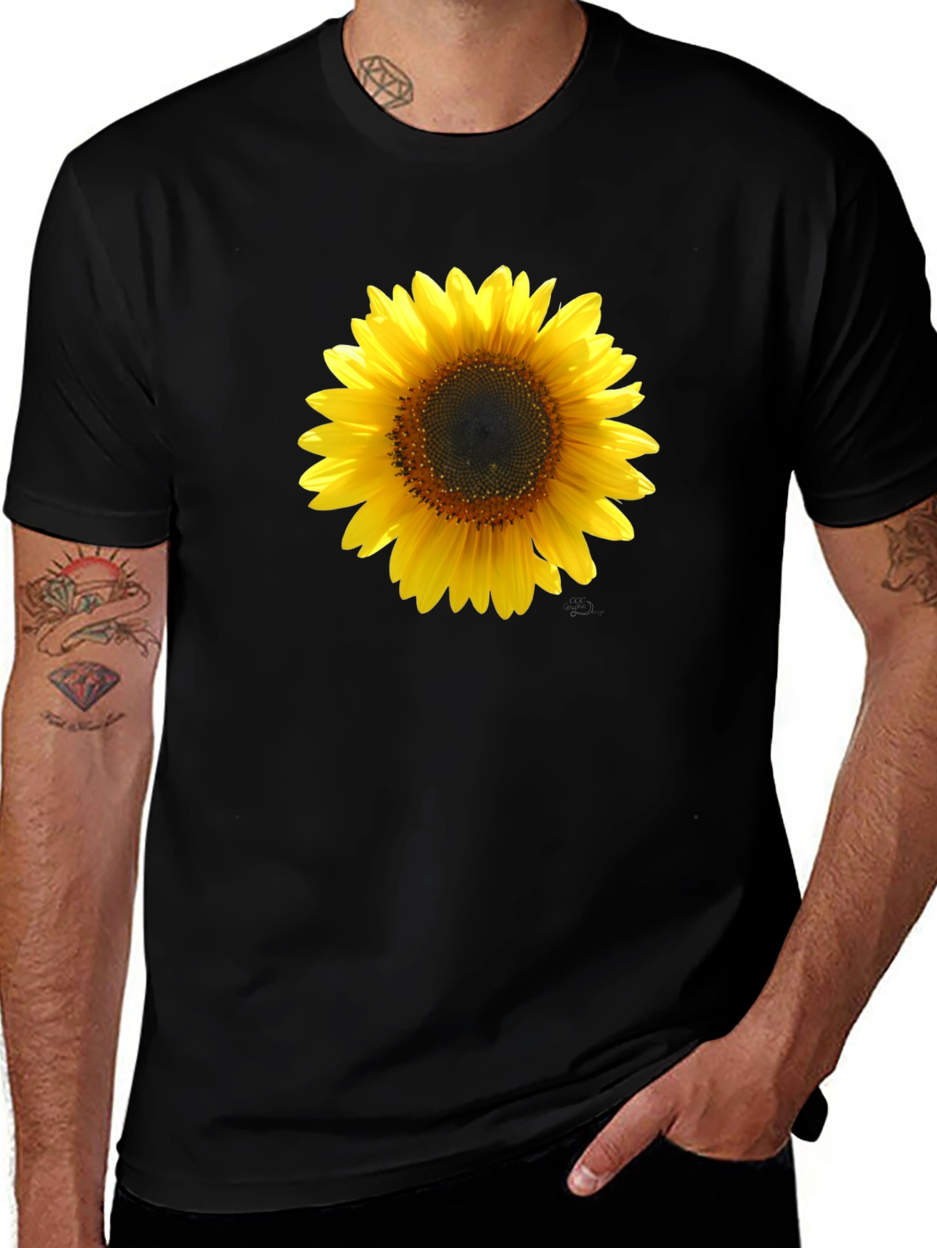 Variant 8 of Sunflower Graphic Black T-Shirt
