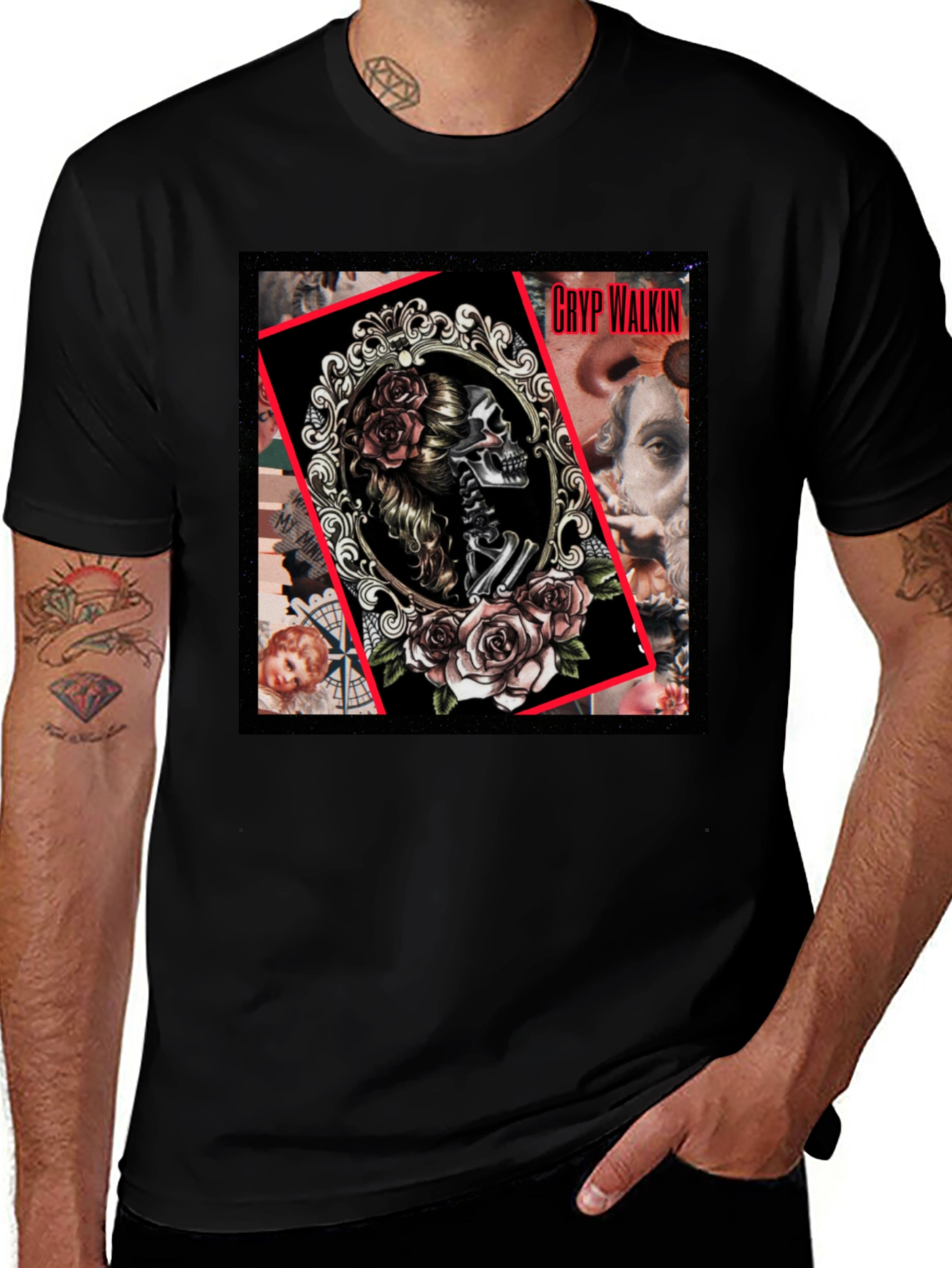 Variant 11 of Gothic Skeleton Rose Graphic T-Shirt