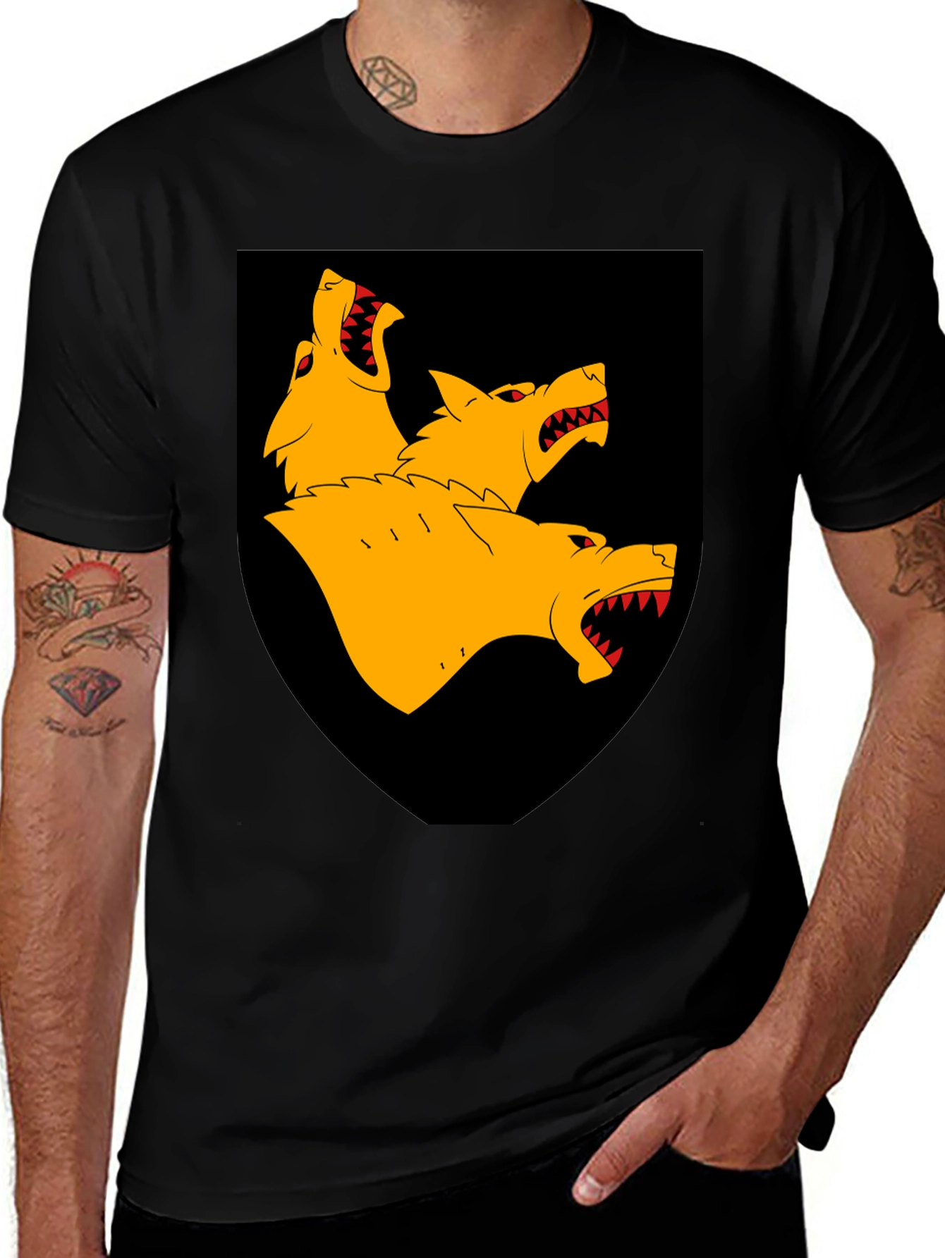 Cerberus T-Shirt - Three Headed Dog Shield