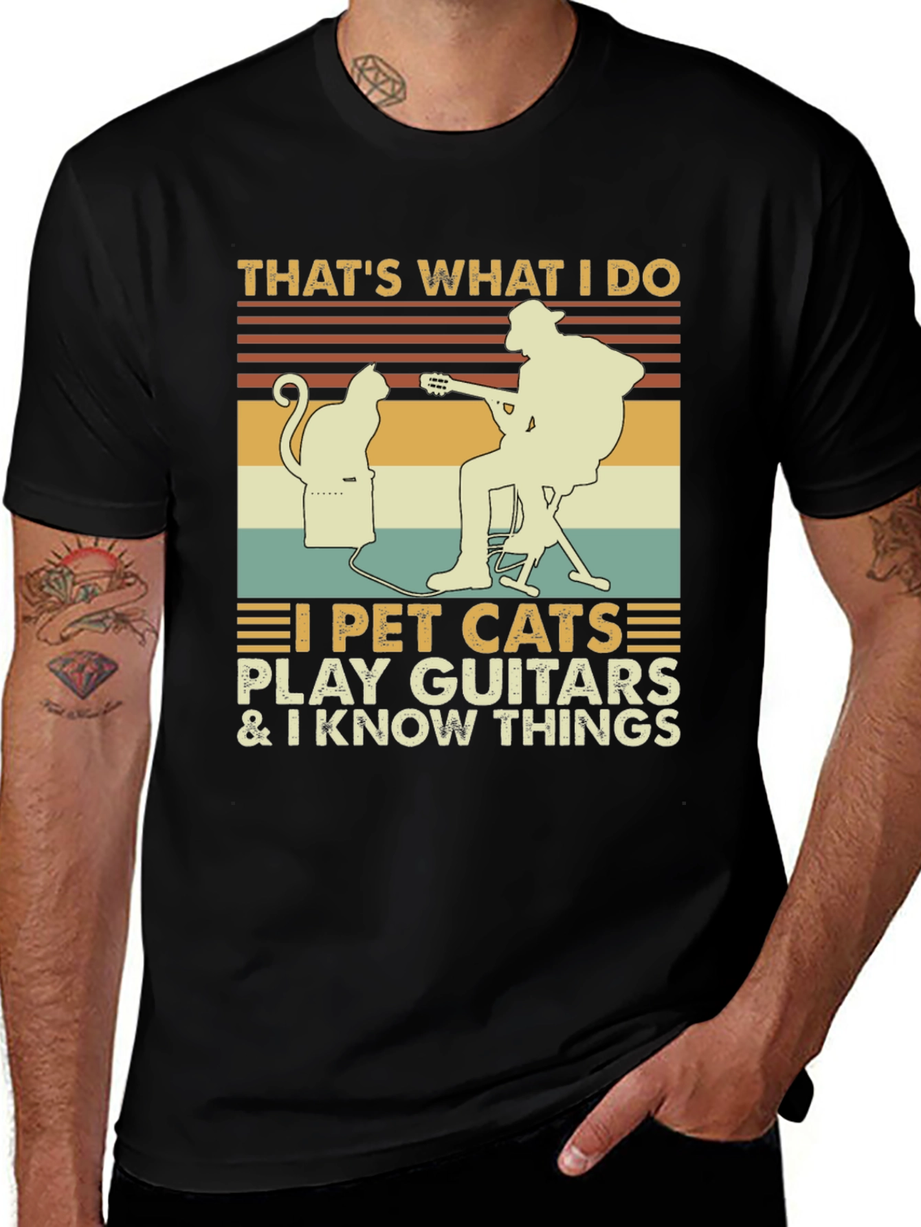 Variant 16 of I Pet Cats Play Guitar & Know Things T-Shirt