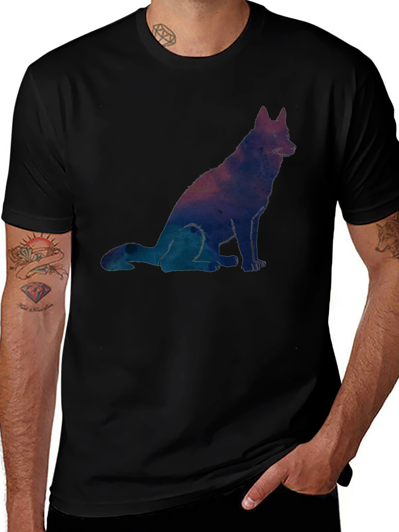 Variant 29 of Galaxy Dog Graphic Tee - Men's Black T-Shirt