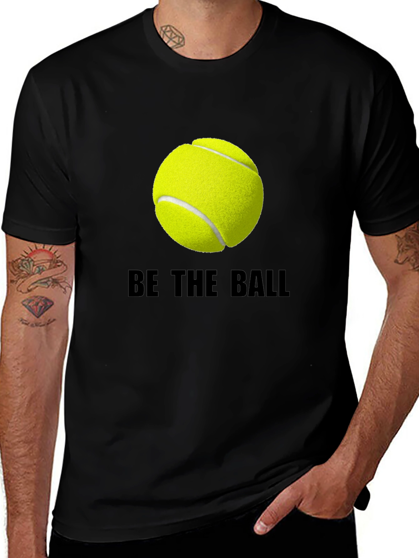 Black Be The Ball Tee: Tennis Graphic T-Shirt main image
