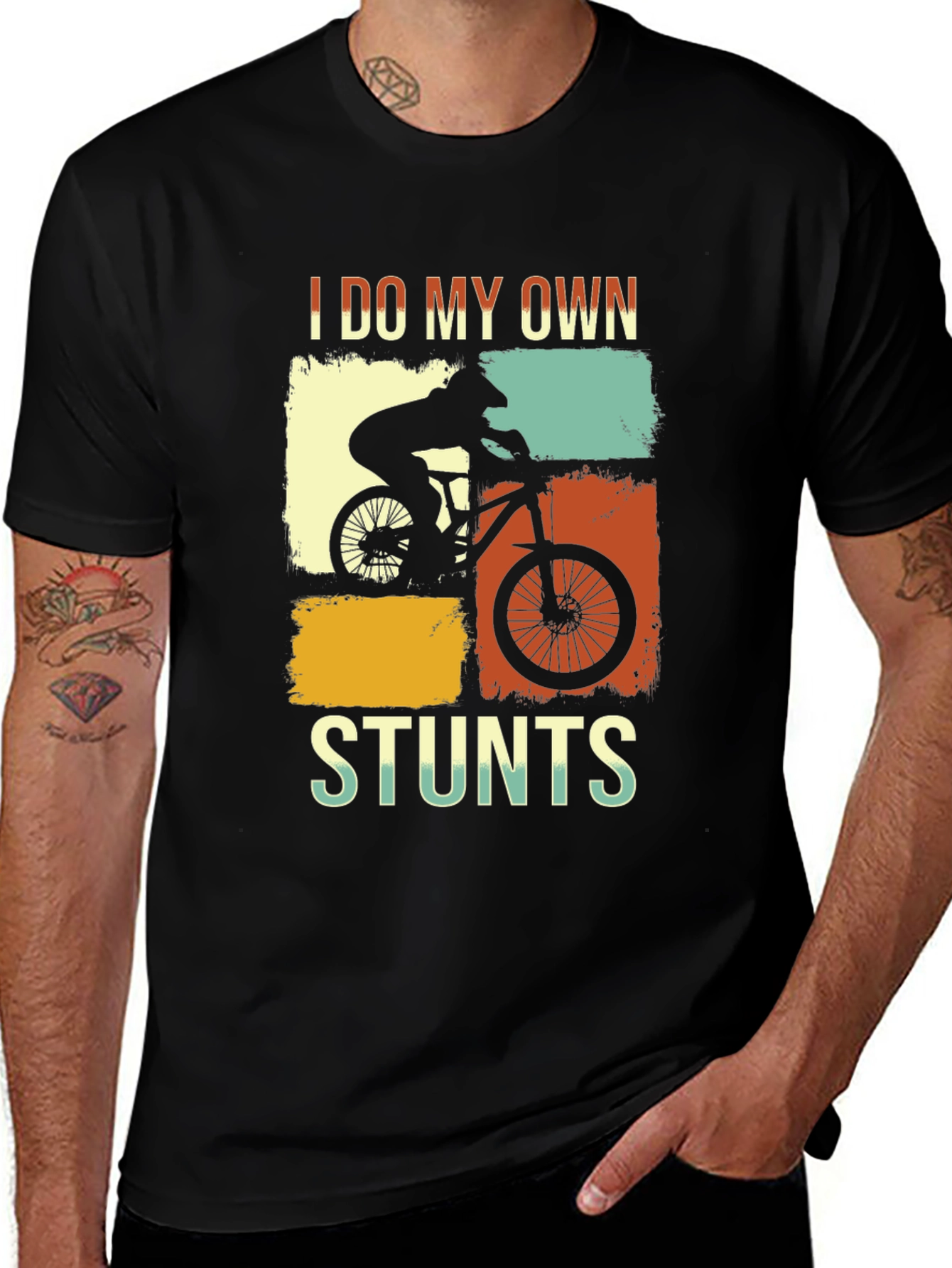 Variant 19 of I Do My Own Stunts Mountain Biking T-Shirt