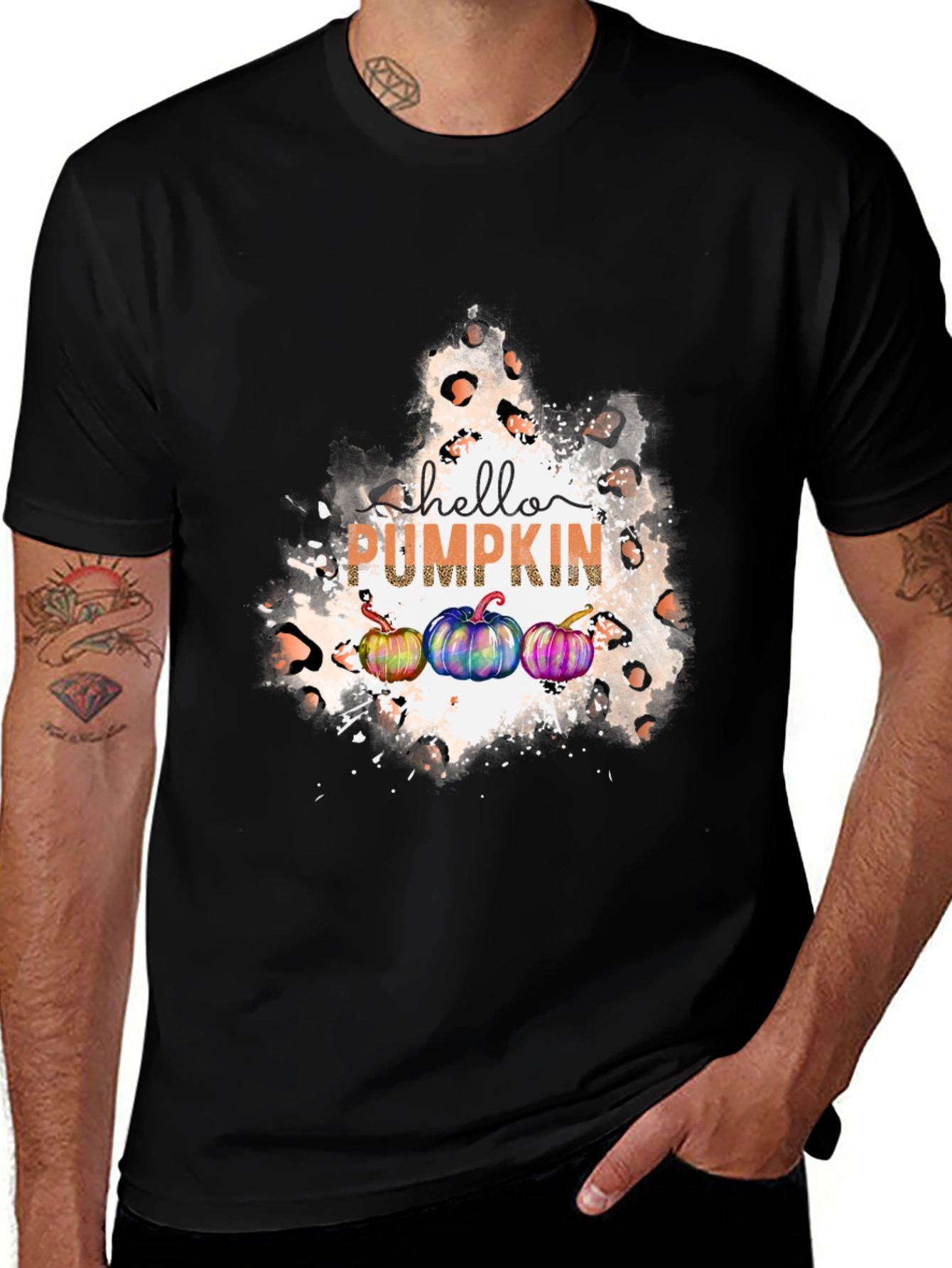 Variant 17 of Hello Pumpkin Leopard Print T-Shirt Fall