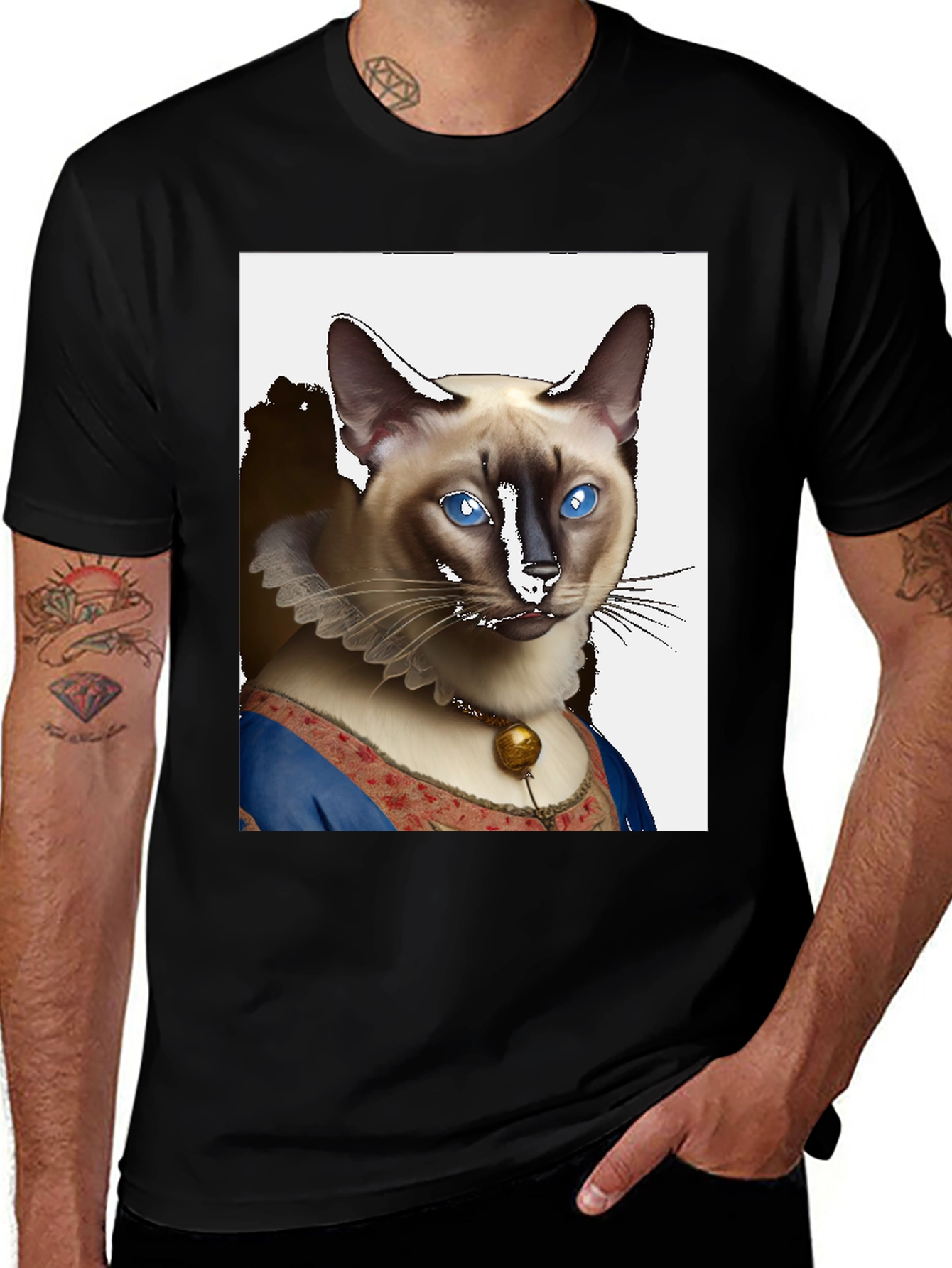 Variant 24 of Renaissance Cat Portrait T-Shirt - Unique Novelty Tee