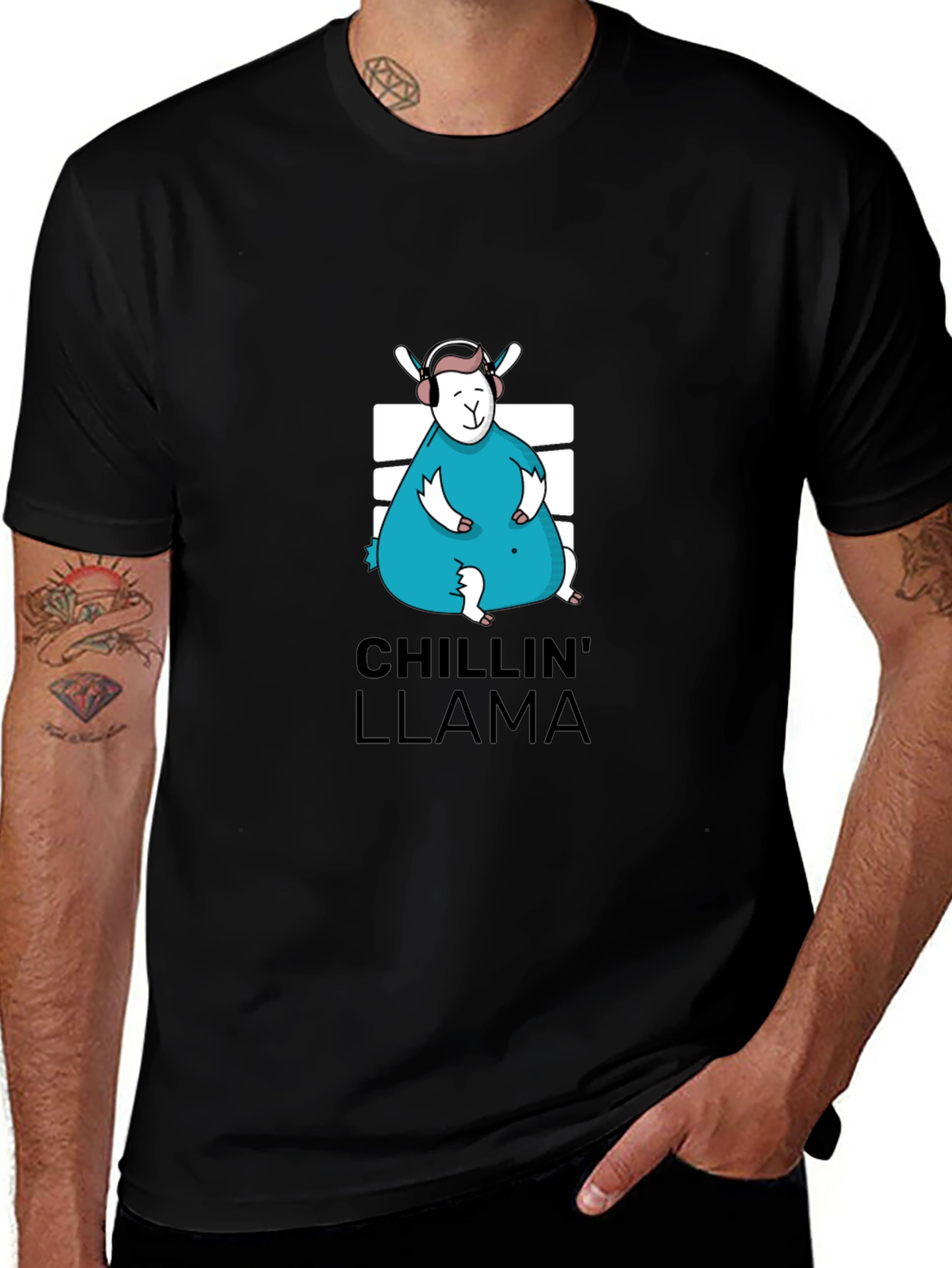 Variant 3 of Chillin' Llama Graphic Tee - Black