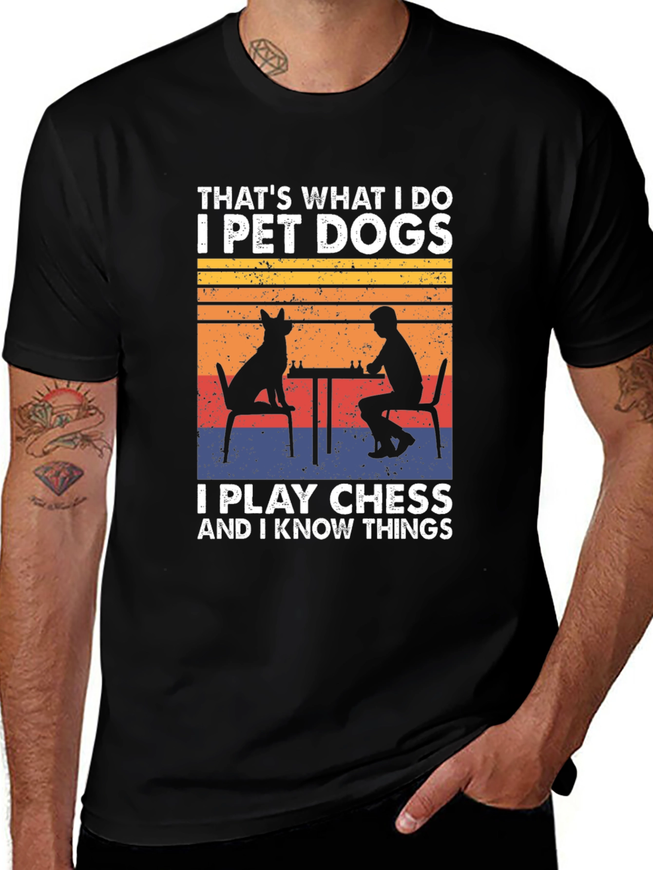 Variant 25 of Pet Dogs, Play Chess, Know Things T-Shirt