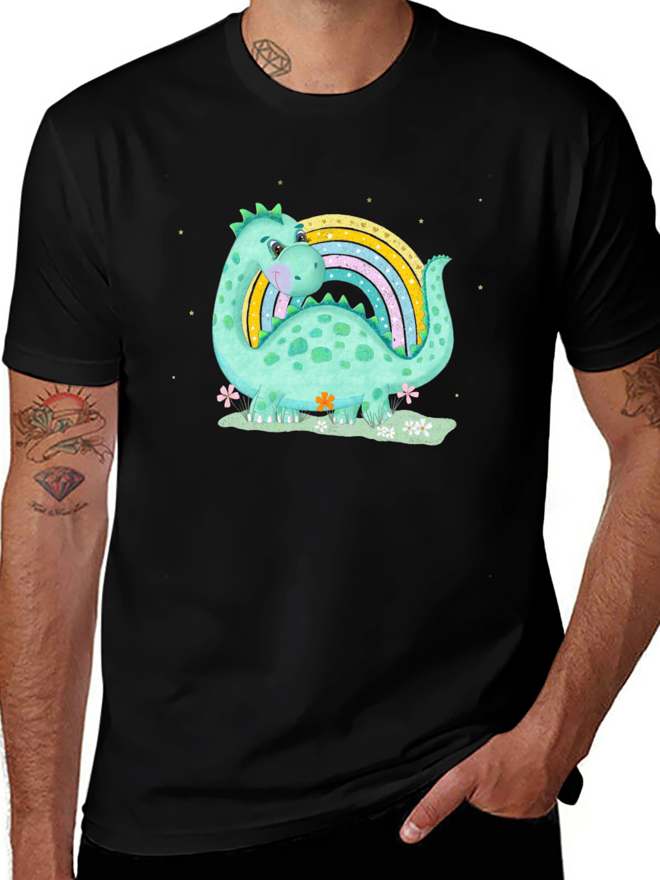 Variant 15 of Cute Dinosaur & Rainbow Graphic Tee