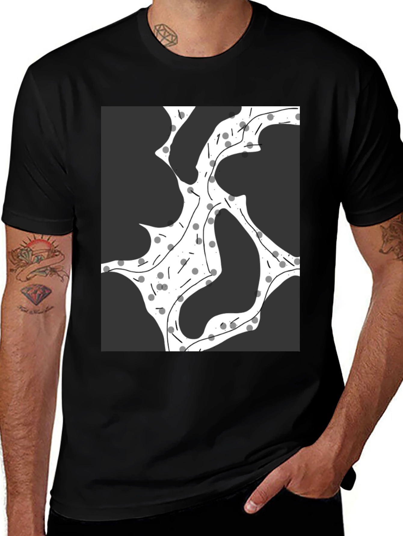 Black Abstract Graphic Print Black T-Shirt main image