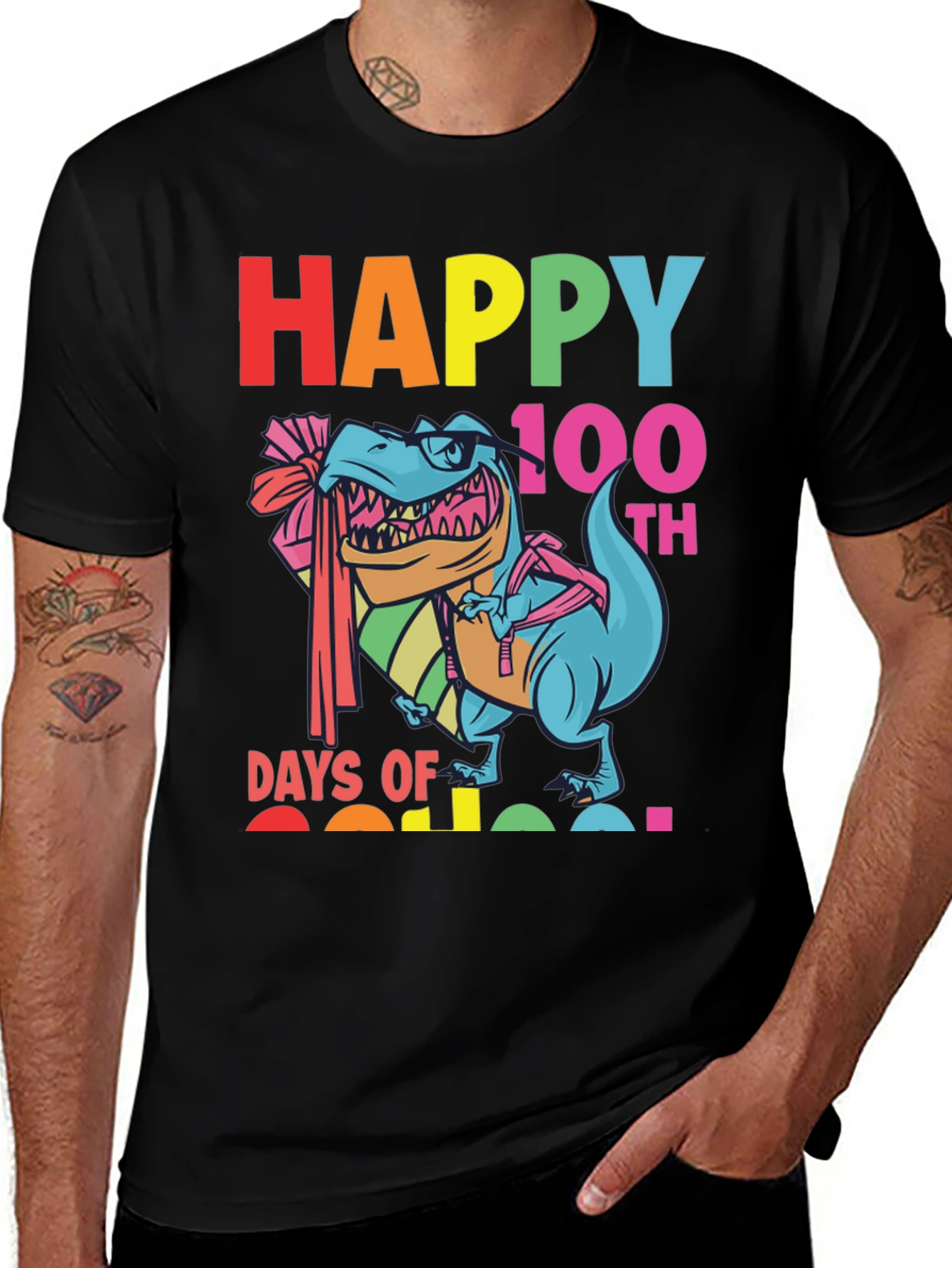 Variant 15 of Happy 100th Day Dinosaur T-Shirt