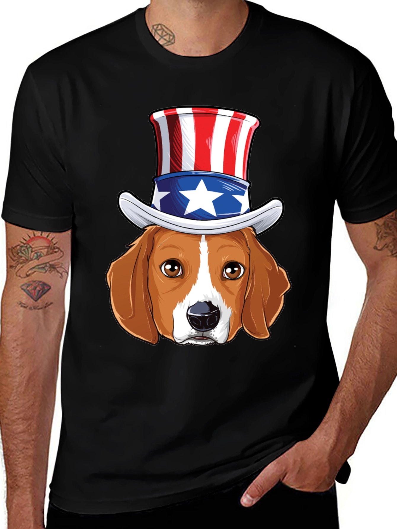 Variant 10 of Patriotic Beagle Dog Graphic T-Shirt
